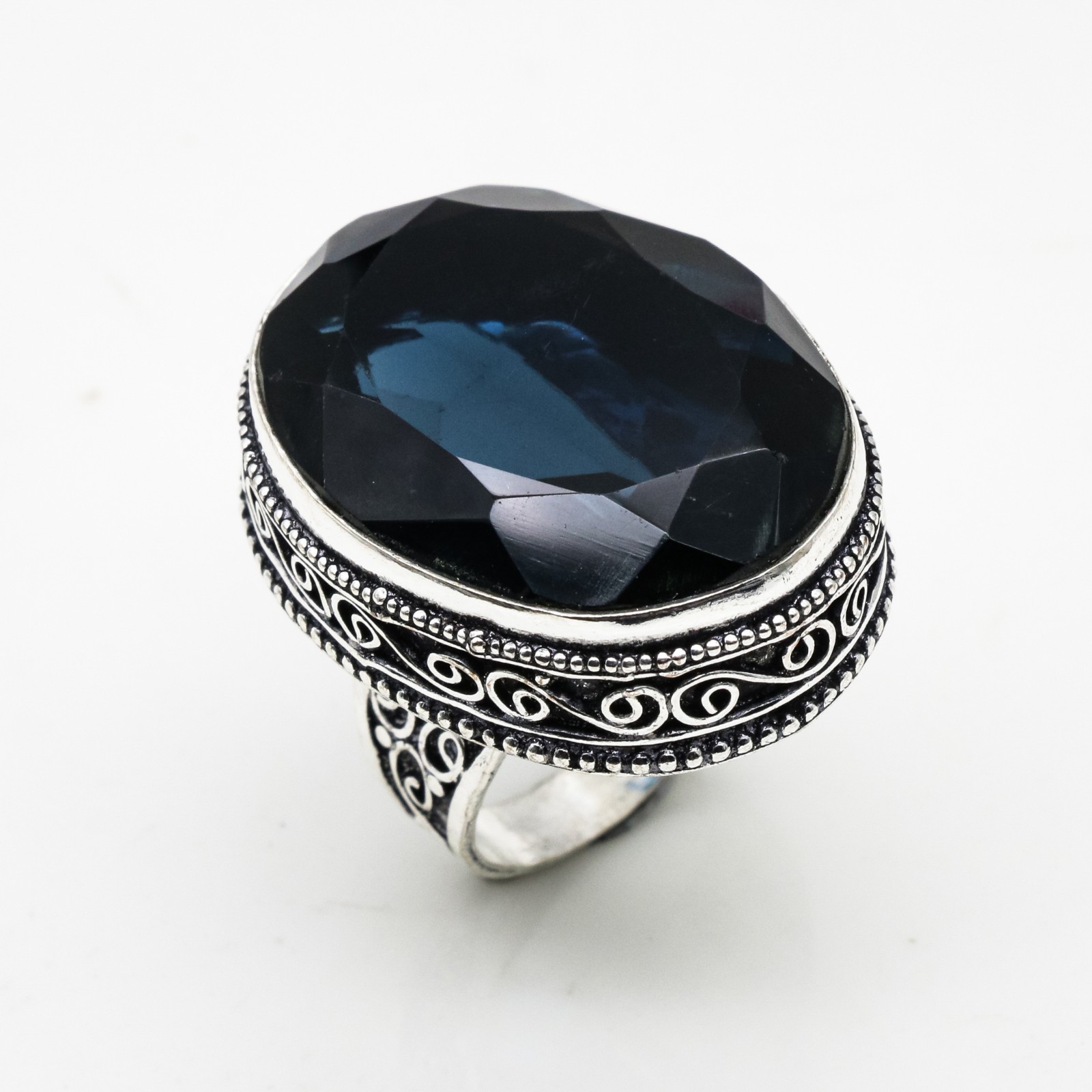 Indicolite Tourmaline Gemstone 925 Sterling Silver Handmade Jewelry Ring Size 9