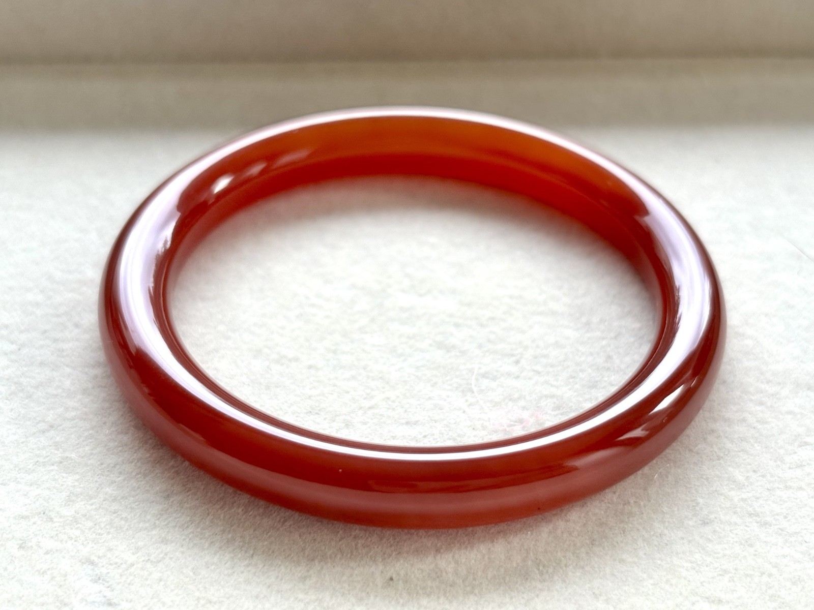 54.5mm Carnelian Red Agate Bangle Full Round with White Cloud Accent