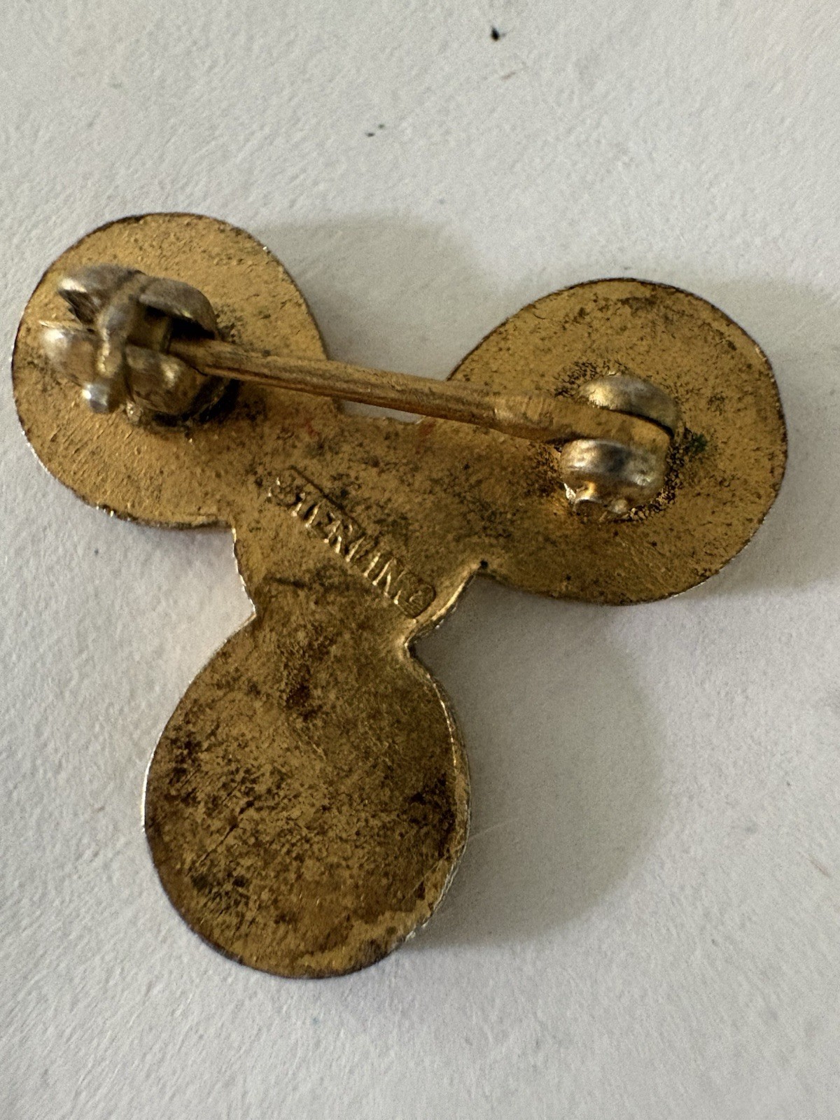 Gold Tone Sterling silver Propeller Lapel Brooch Pin, tie tack, Clutch Back