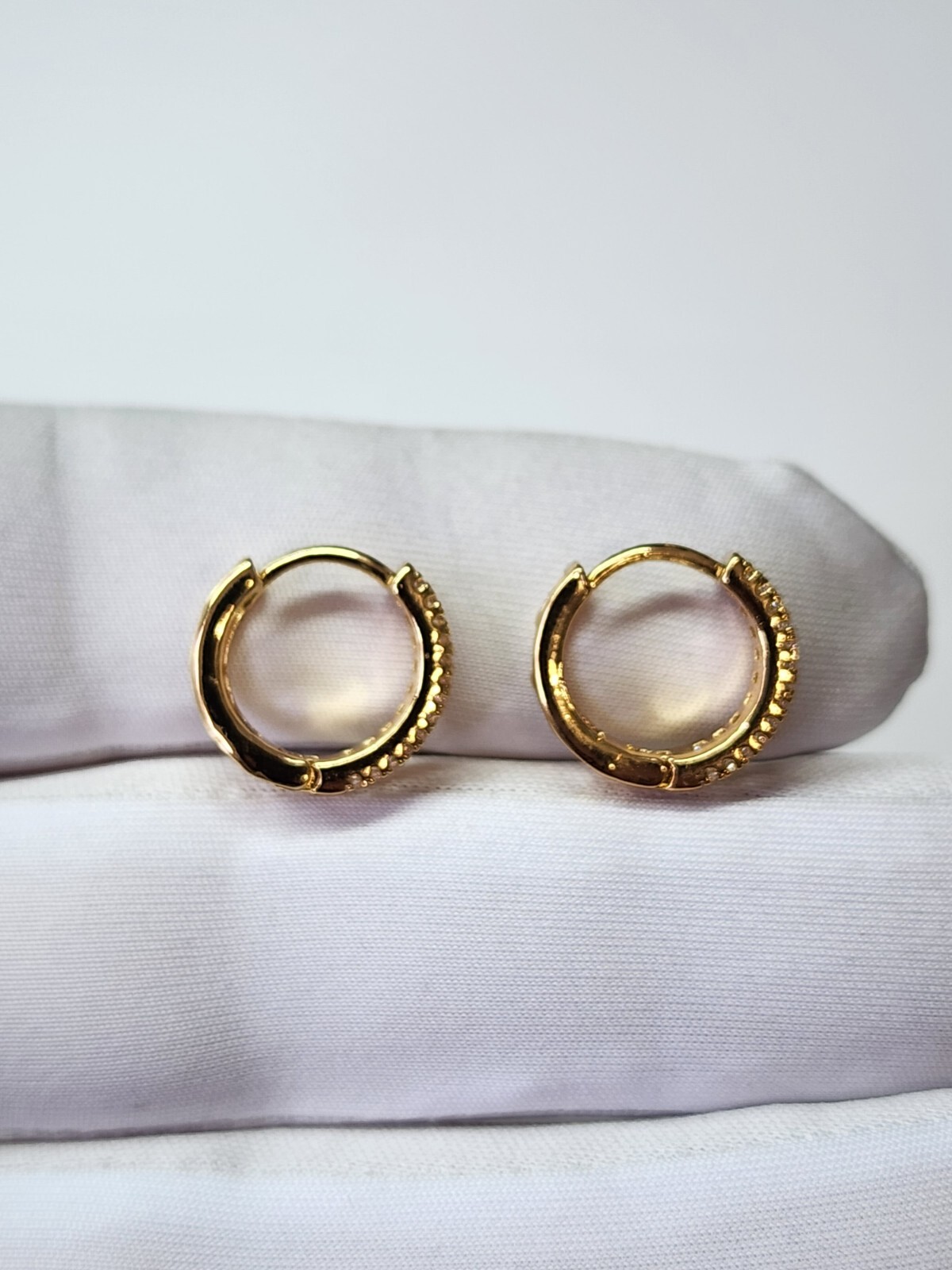 Gold Plated Hoop Earrings With Cubic Zirconia Unisex Hip Hop Jewelry Women, Men