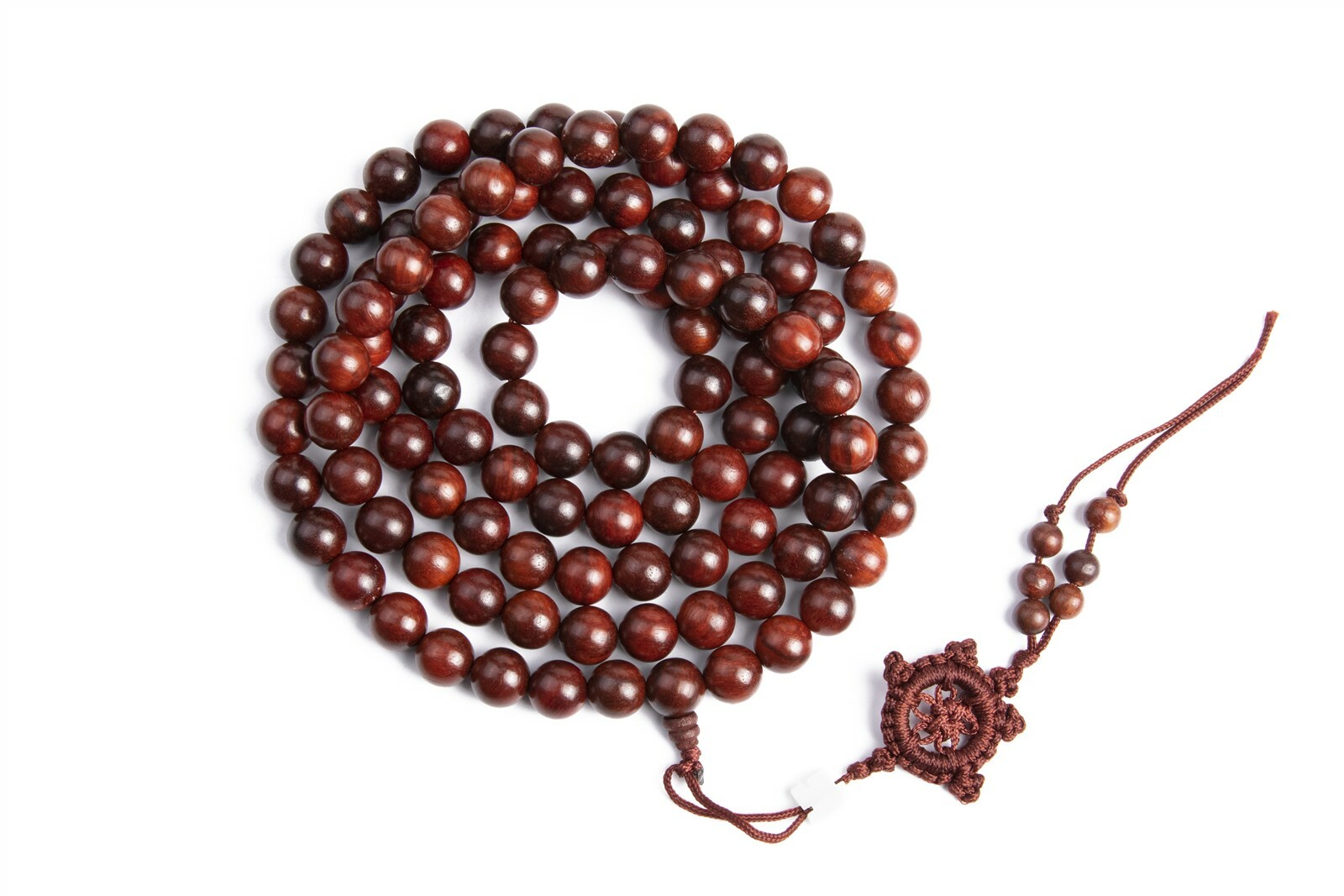 10MM 108 Pcs Mahogany Red Sandalwood Mala Beads Natural Wood Round Beads 43″