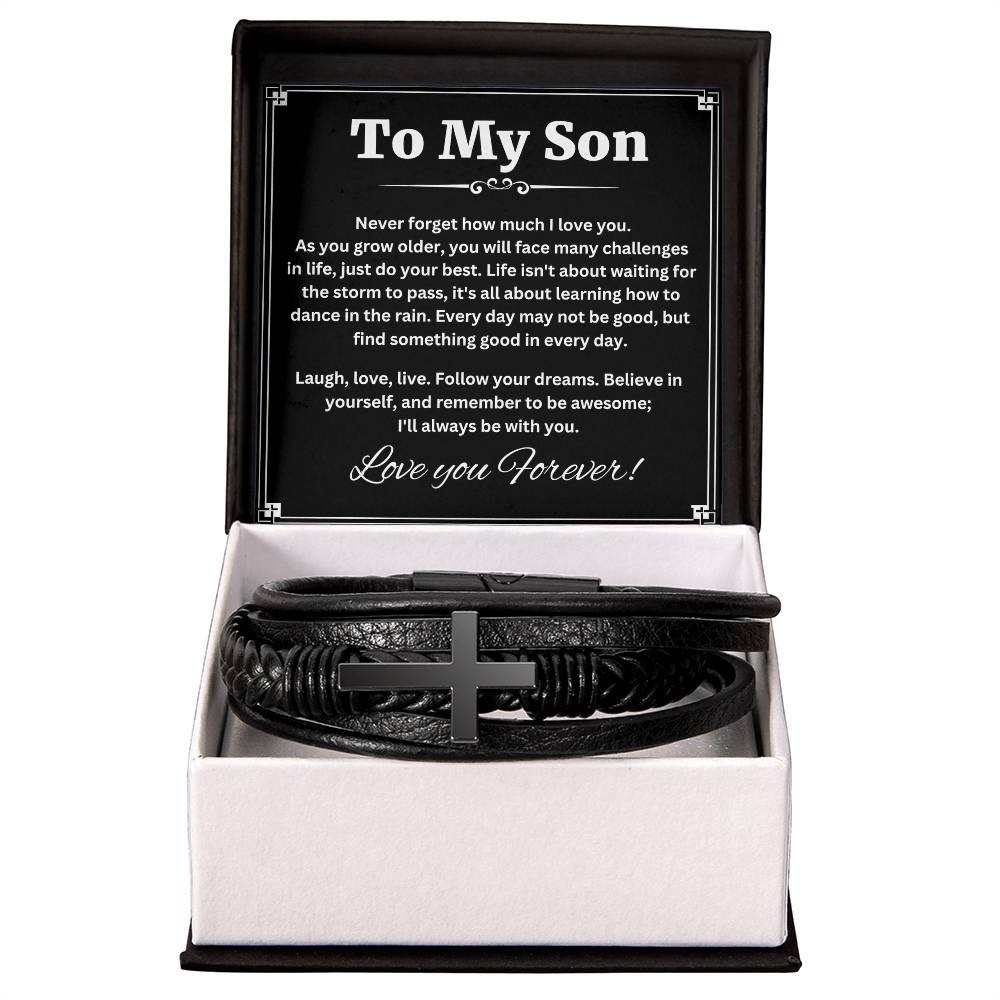 To My Son Bracelet Cross from Mom Dad Love Religious Jewelry Birthday Graduation