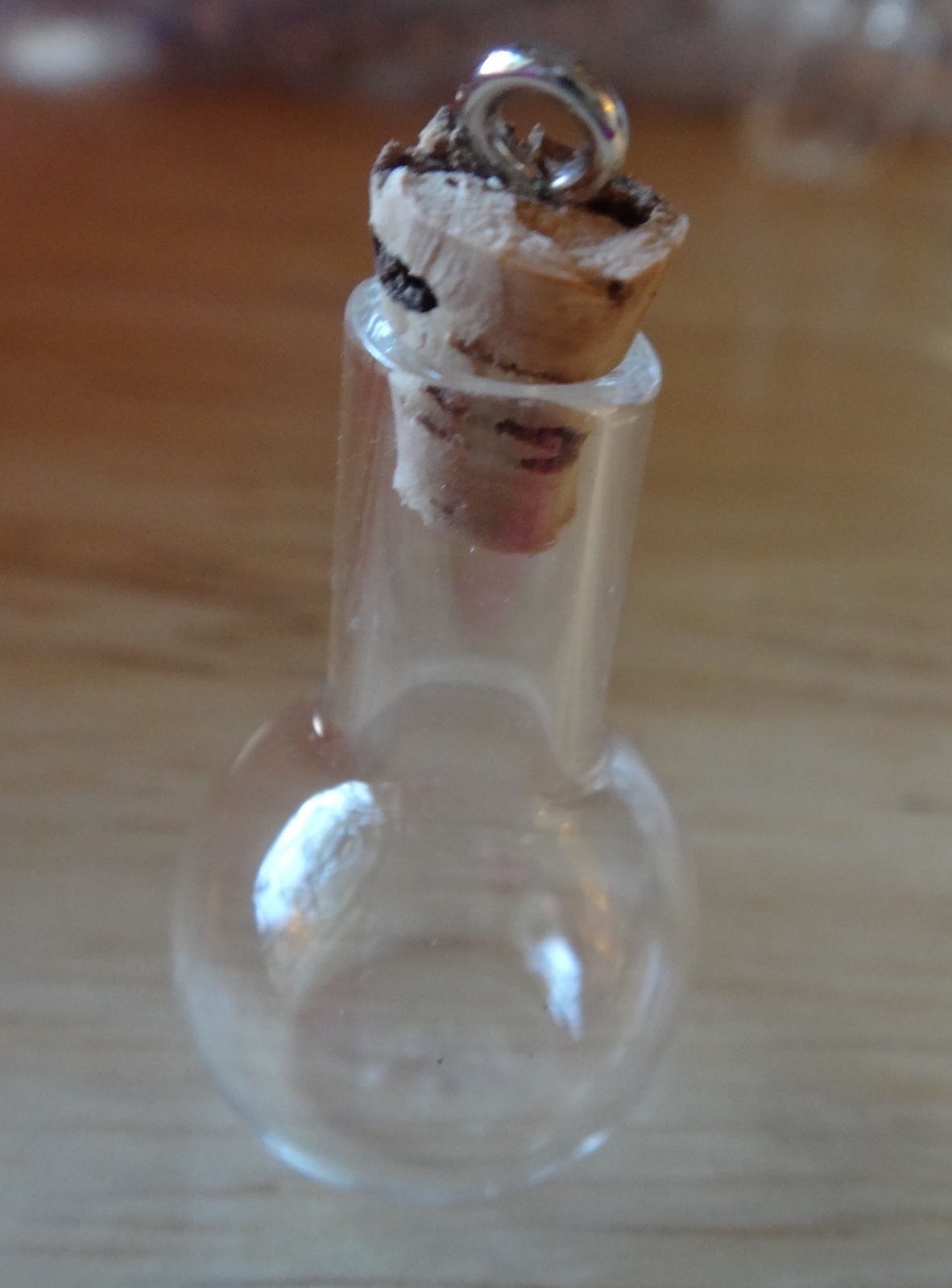 Small 36x17mm Glass Round Bottle with Cork for TINY Momentos Charm