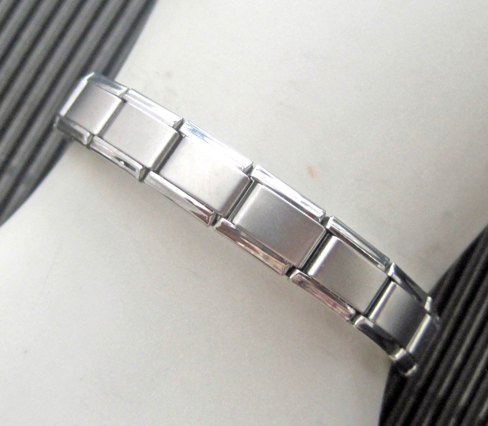 Italian Modular Charm 9mm Links Matte Stainless Steel Bracelet Made in Italy