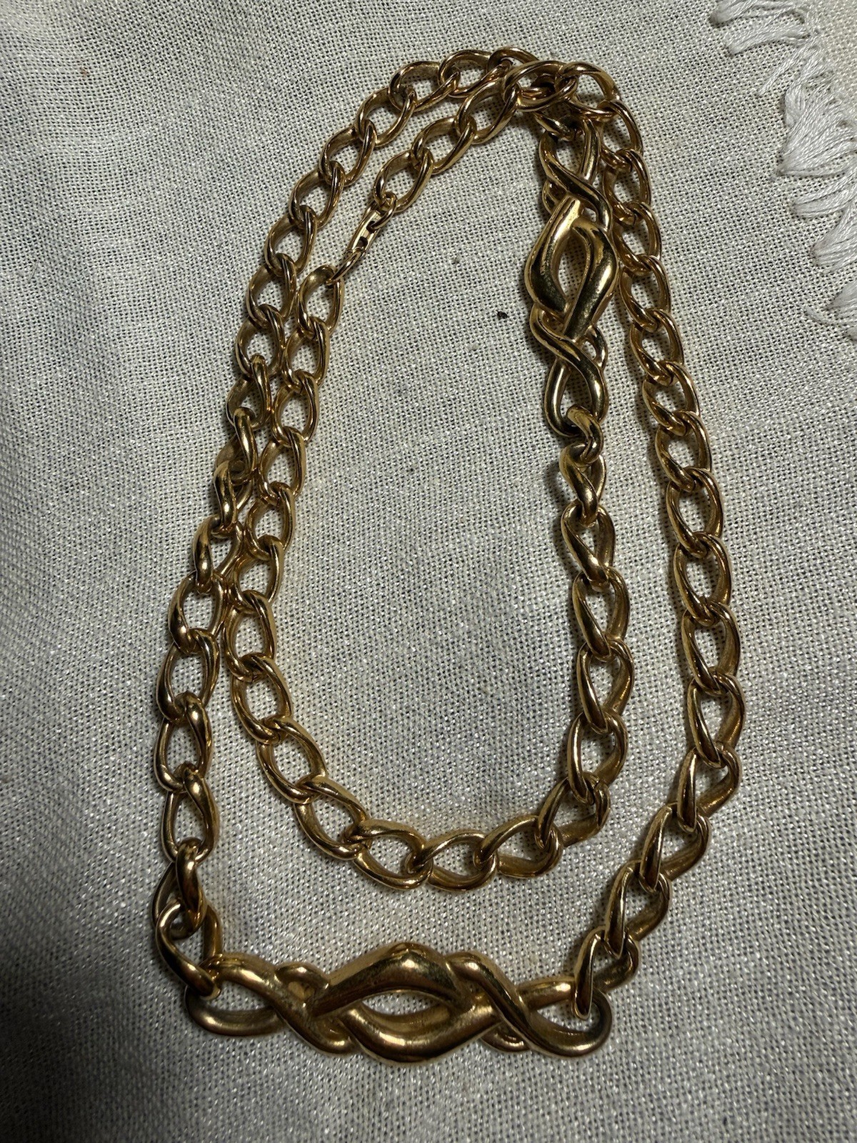 #6 Vintage Napier Gold Tone Chain Necklace Twisted Link Statement 30” no stone