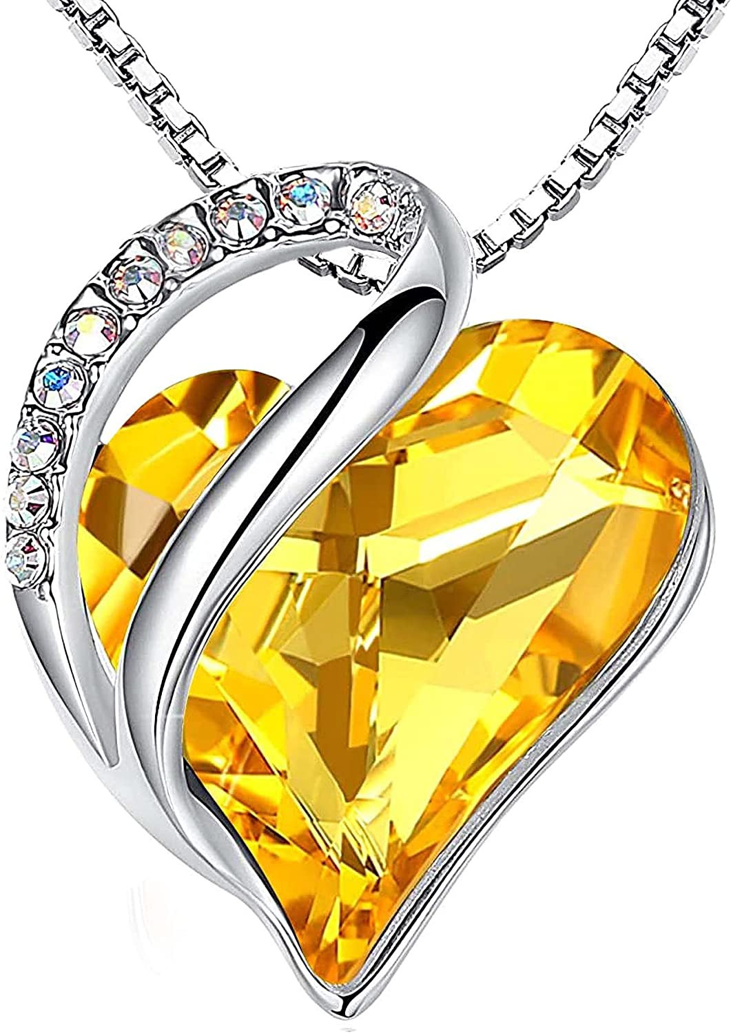 Leafael Gift Necklaces for Women, Infinity Love Birthstone Heart Crystal Pendant