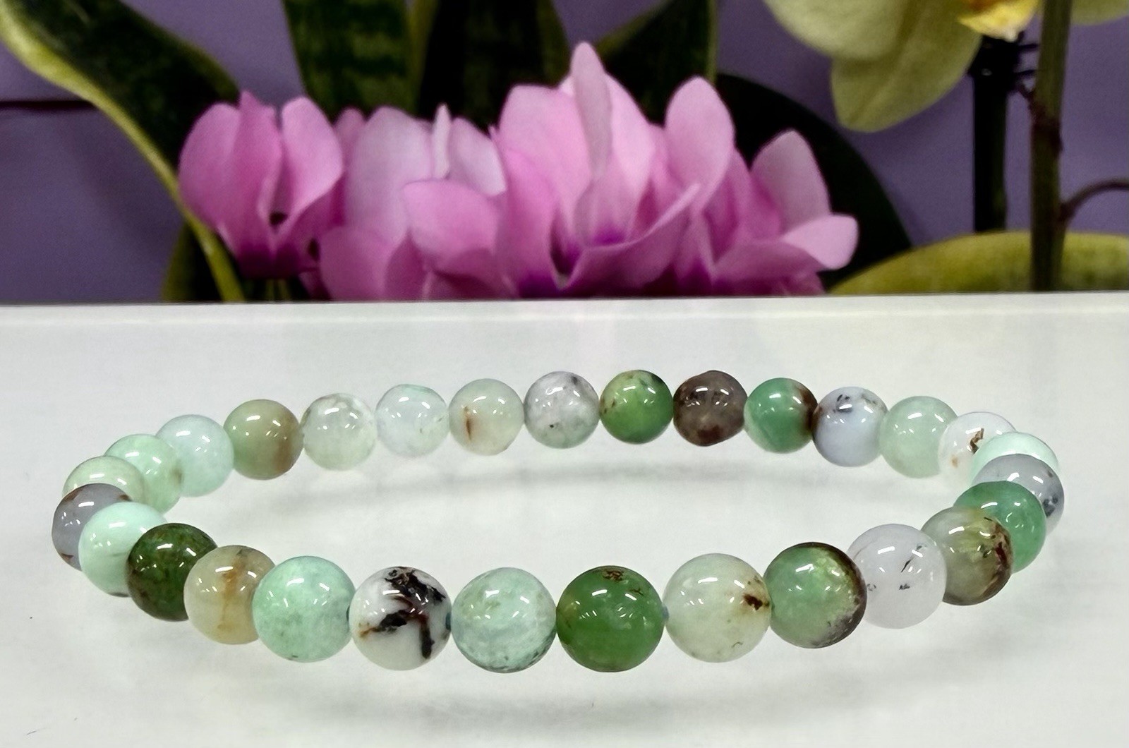 Wholesale 6 Pcs 6mm Chrysoprase Stretch Bracelet Natural Crystal Healing 7.5”
