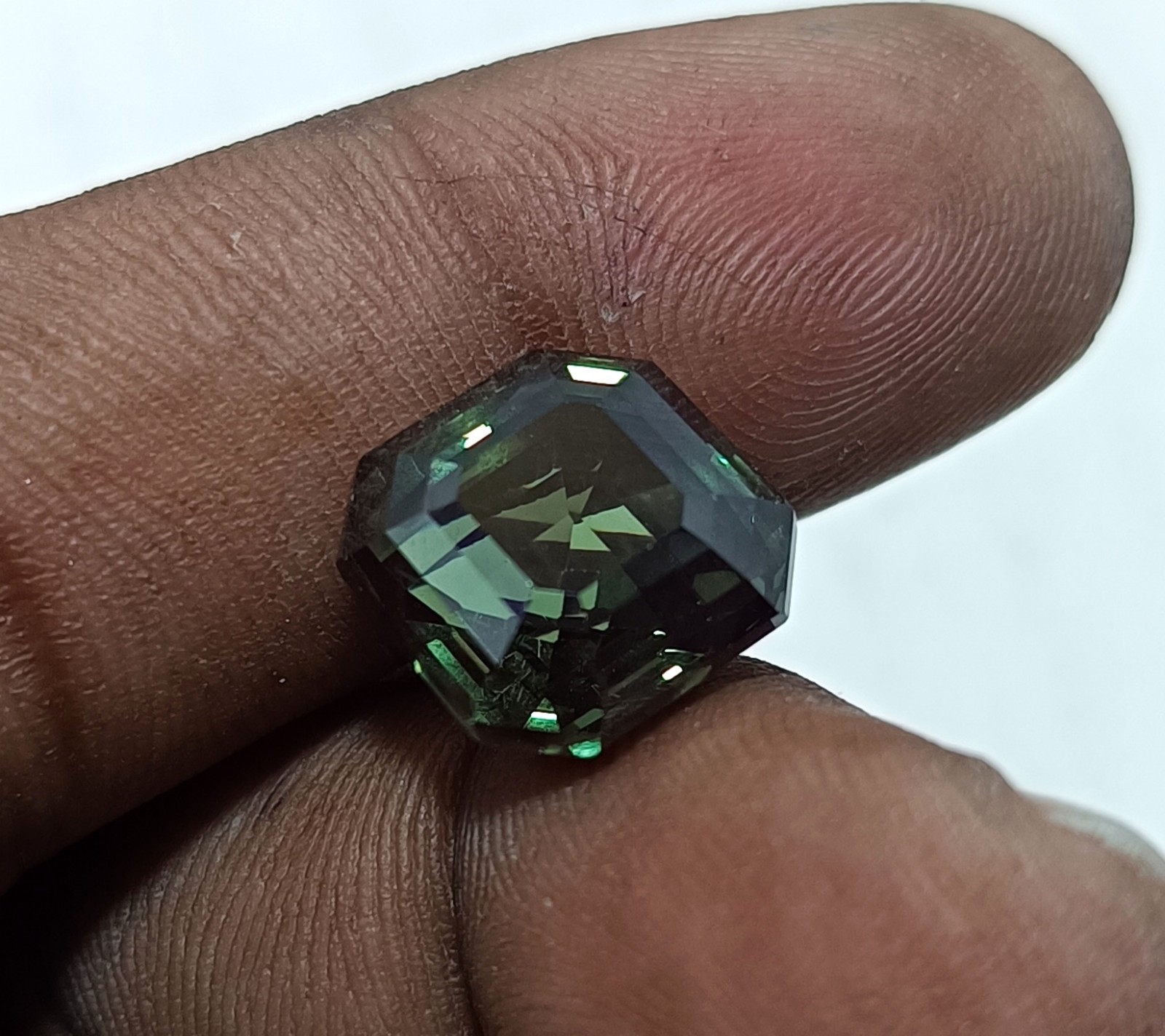 11.05 AAA Natural Greenish Brazilian Tourmaline Loose Gemstone asscher Cut