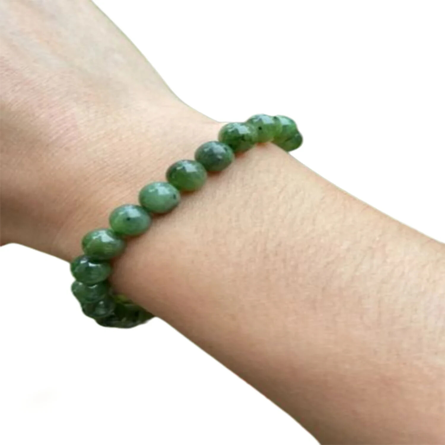 8mm Nephrite Jade Crystal Beaded Bracelet Healing Crystal Reiki Gift Unisex