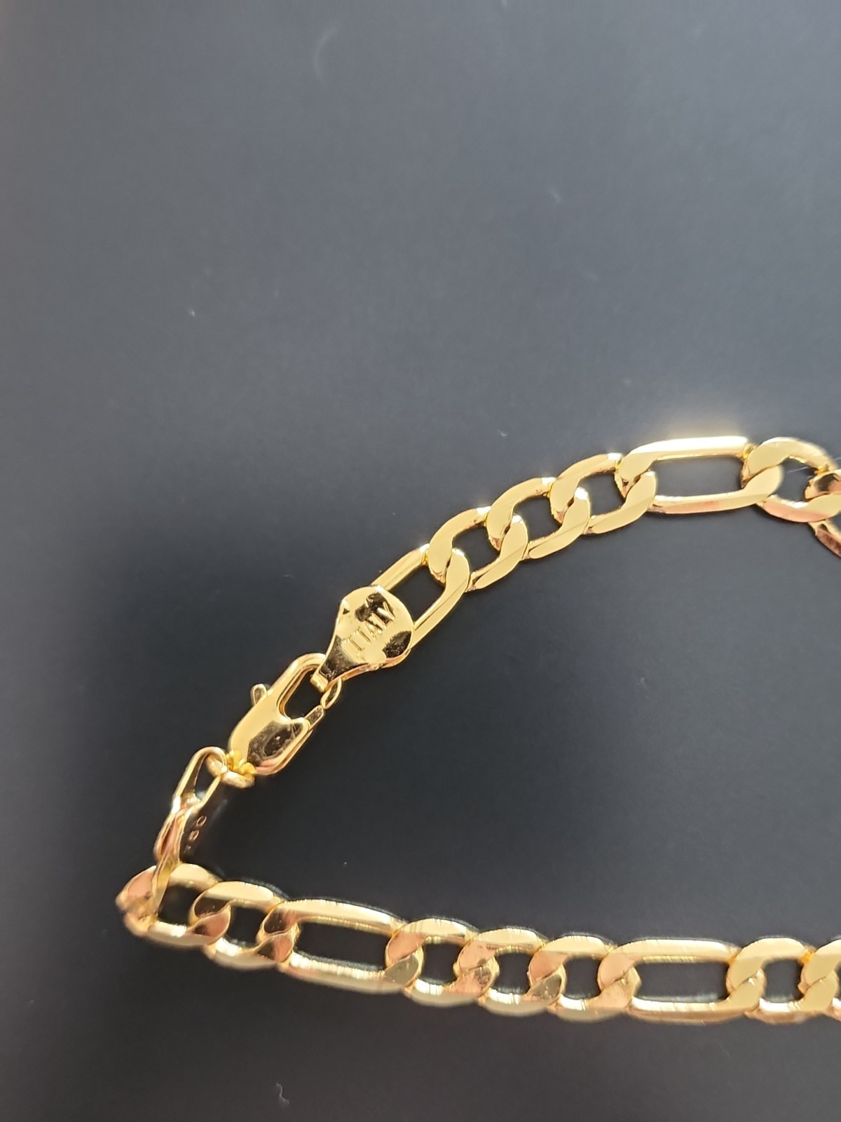 Lot Of 5 Gold Filled Jewelry Bangle Bracelet Figaro Cuban