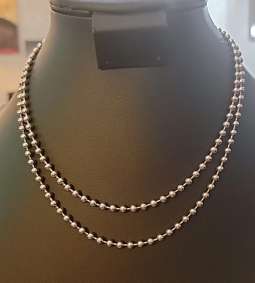 34″ Stainless Steel Ball Chain Classic Basic Silver Tone Long Simple Elegance