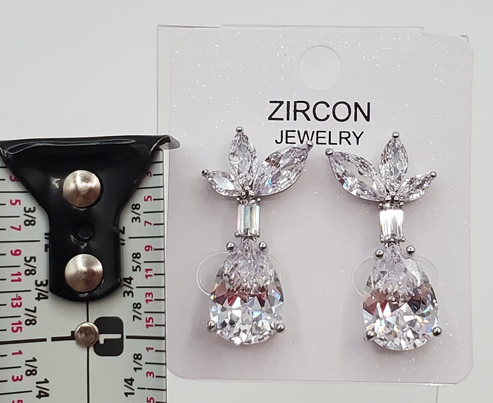 Zircon Jewelry Earrings 1in Silver Tone Brilliant Teardrop Marquise CZ Formal