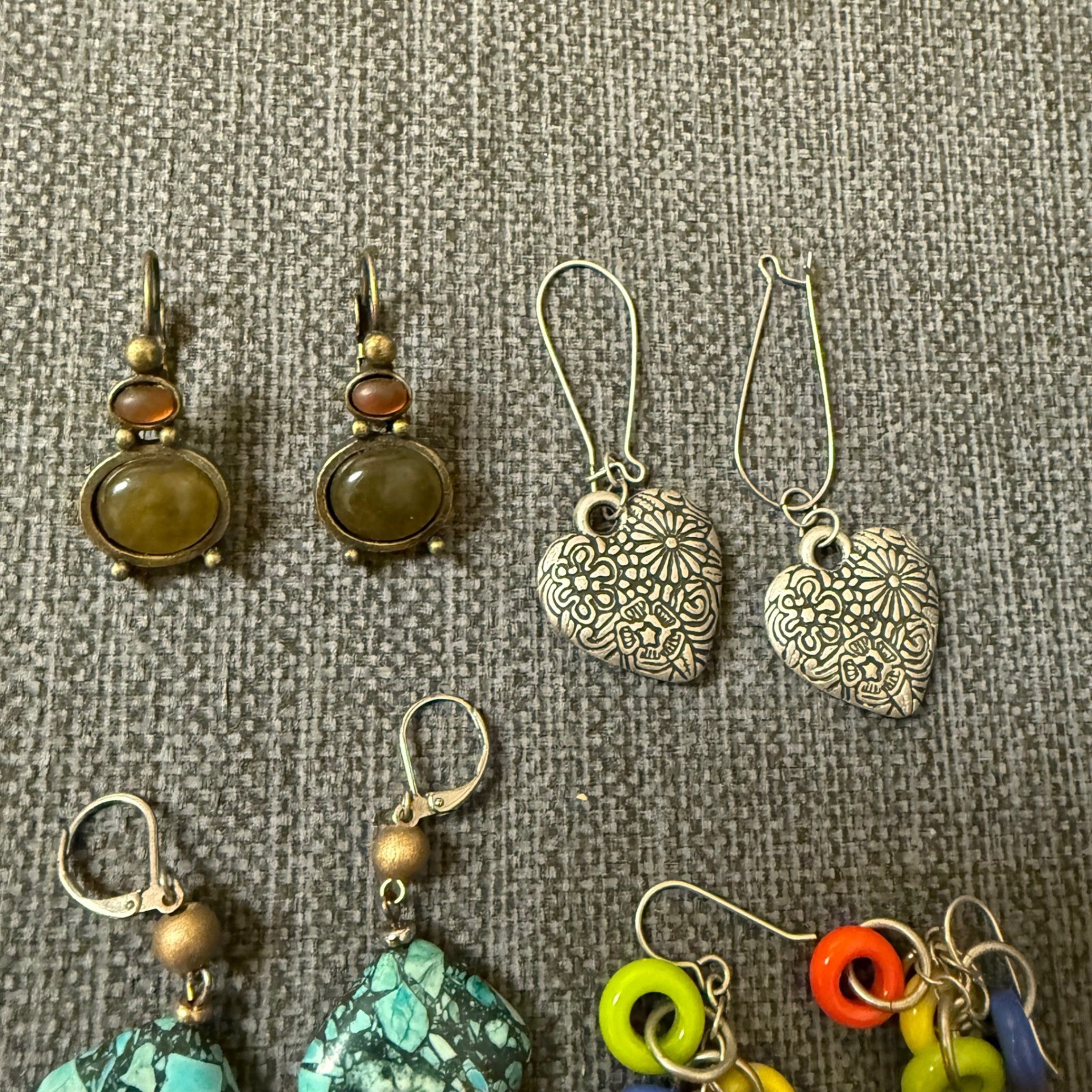 8 Pair Mixed Fashion Earring Lot Boho Turquoise Heart Orange Yellow Geometric