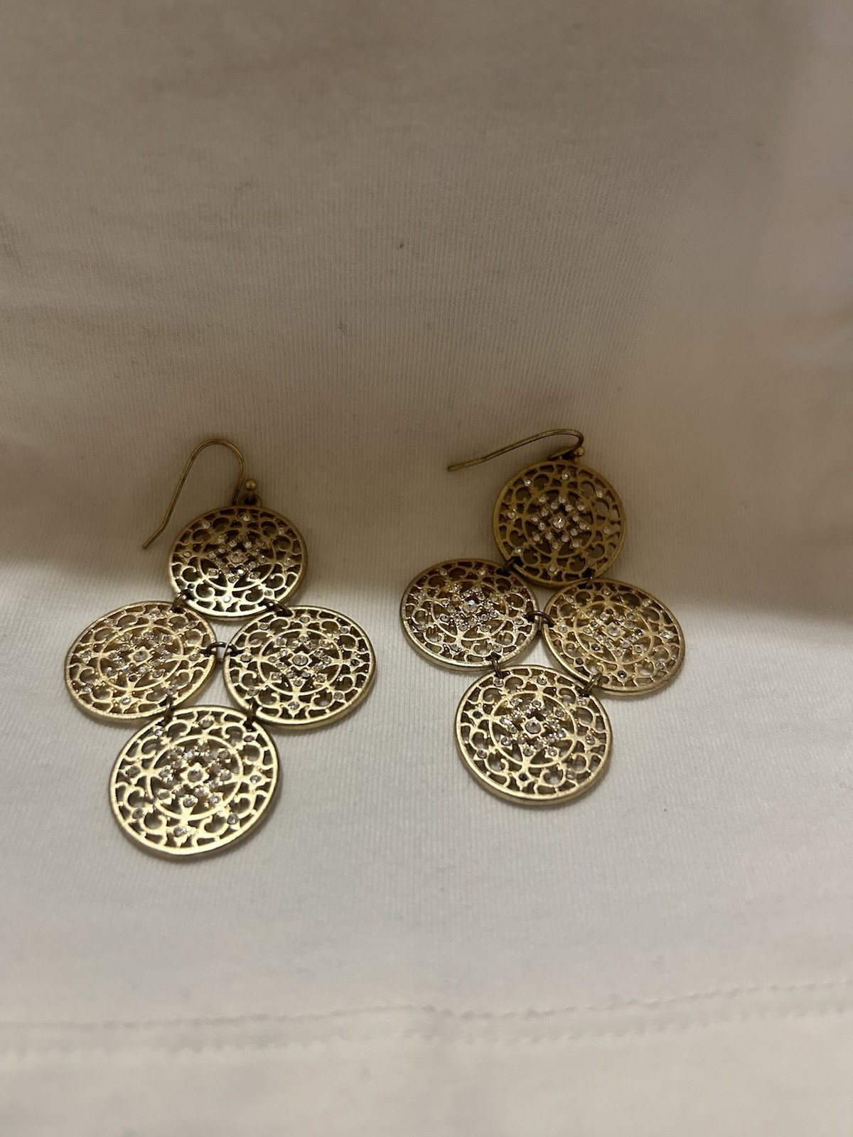 Filigree Disc Drop Statement Pierced Earrings