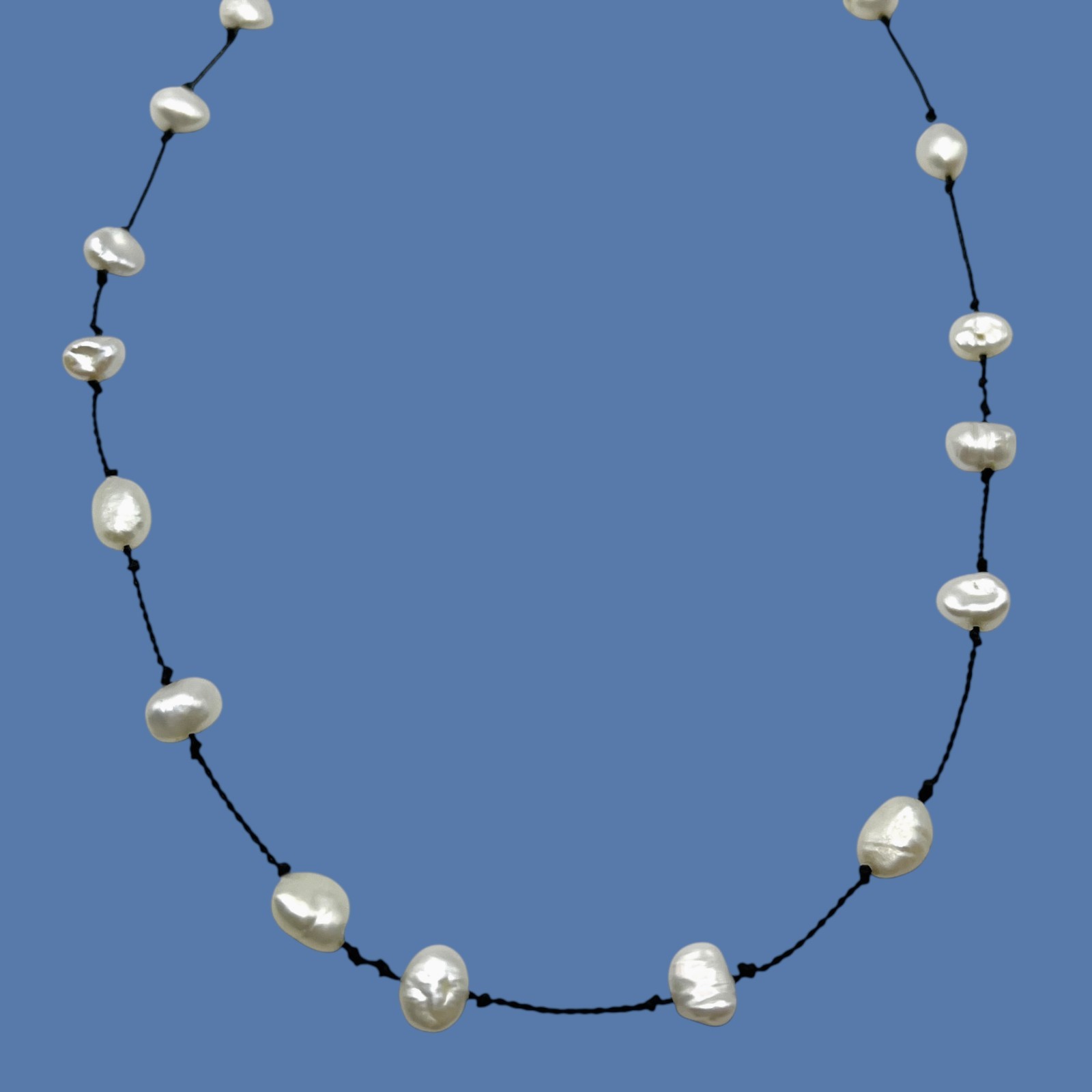 Baroque Freshwater Pearl Necklace Black Cord Casual Beach Cruise Minimalist Boho