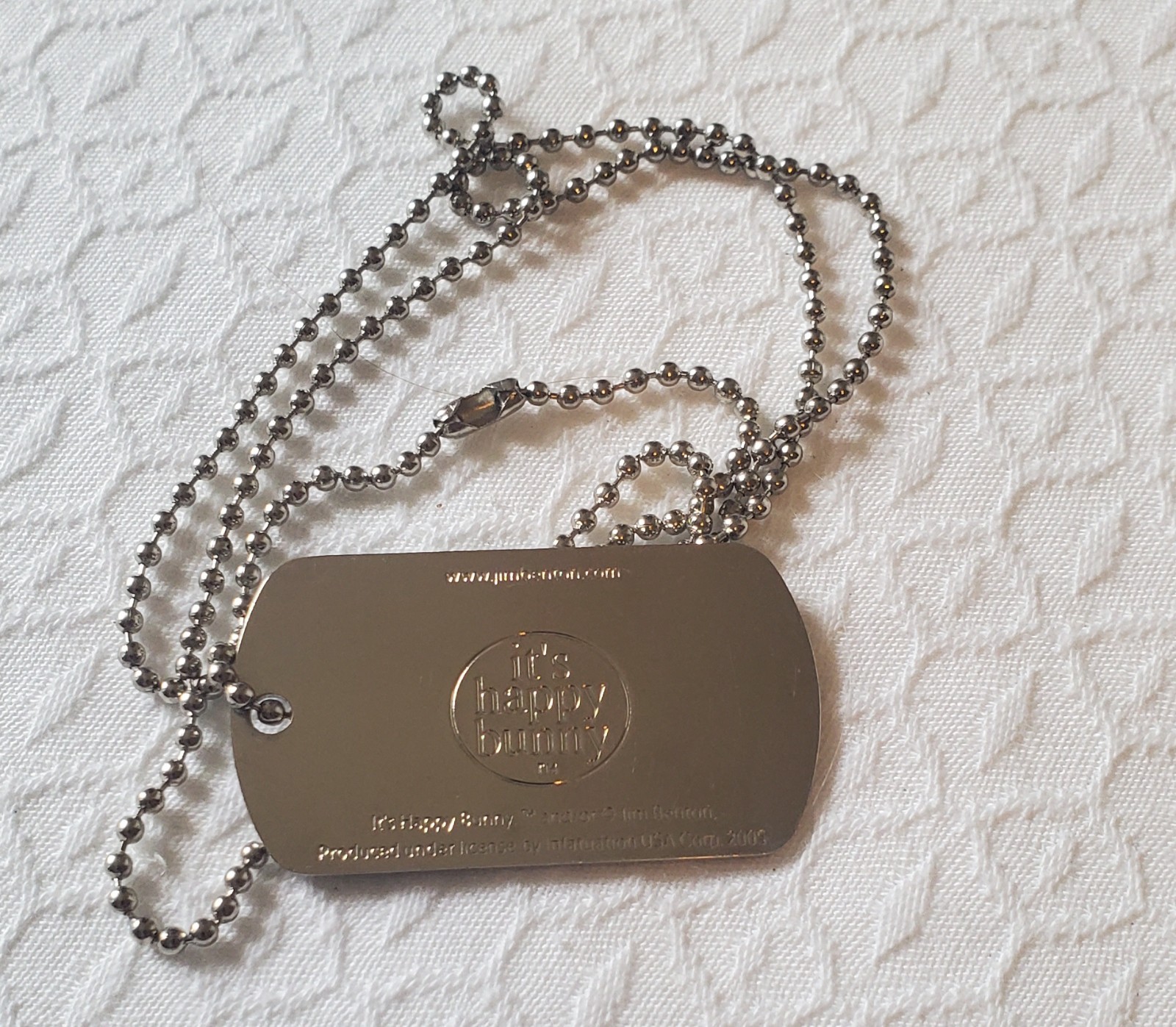 Happy Bunny Dog Tag Necklace Jim Benson Various Titles Choose One