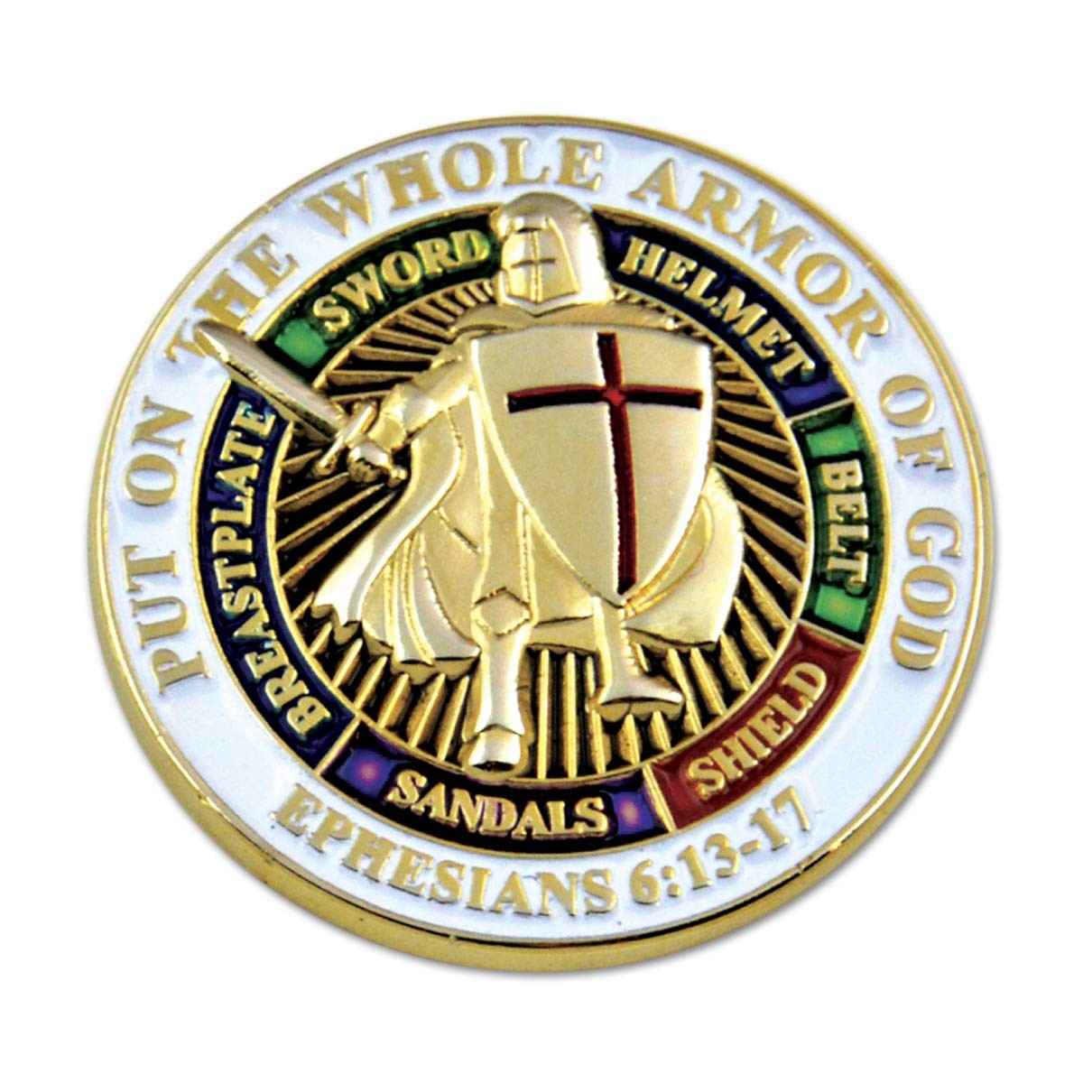 Knights Templar Put on the Whole Armor of God Round Masonic Lapel Pin – [Whit…