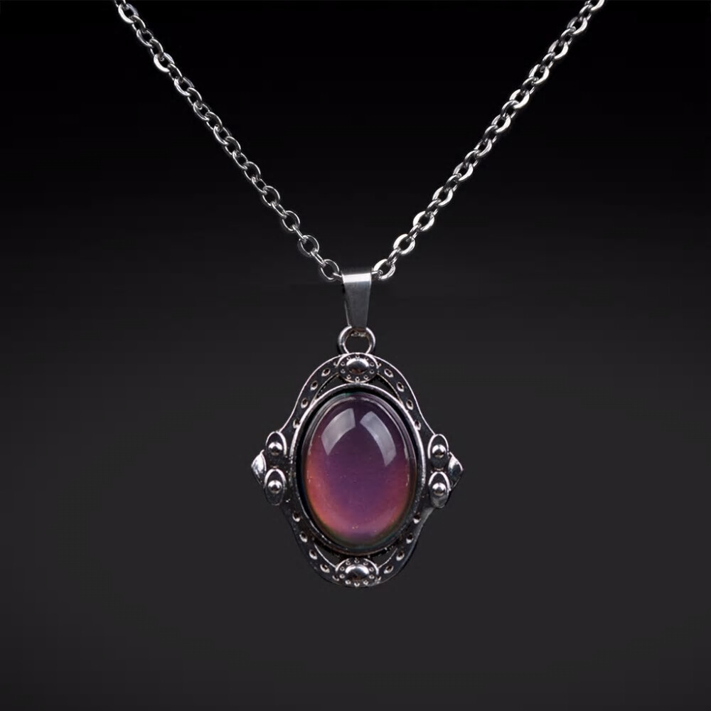 Mood Pendant Retro Palace Elliptic Temperature Control Color Necklace