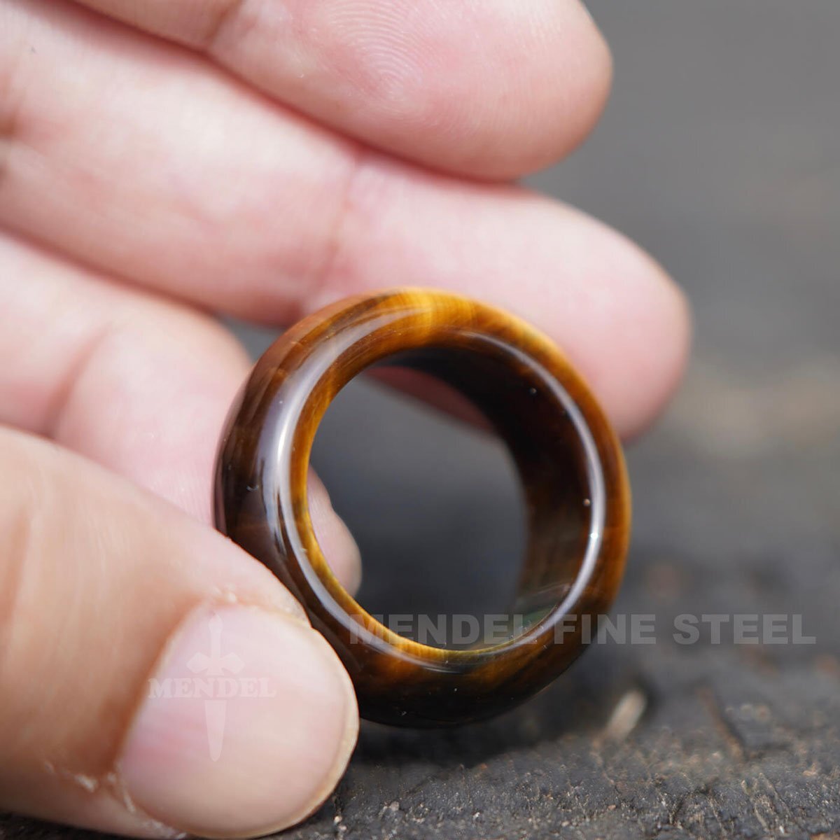 MENDEL Mens Gemstone Tiger Eye Stone Band Ring For Men Women Size 7 8 9 10 11 12