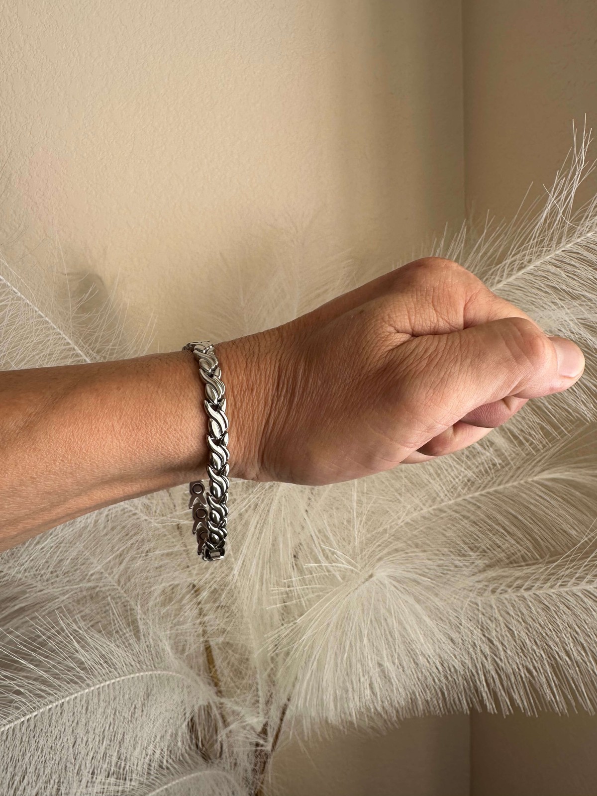 Silver Swirl Magnetic Bracelet 4 elements women Balance Energy Power Love Joy RX