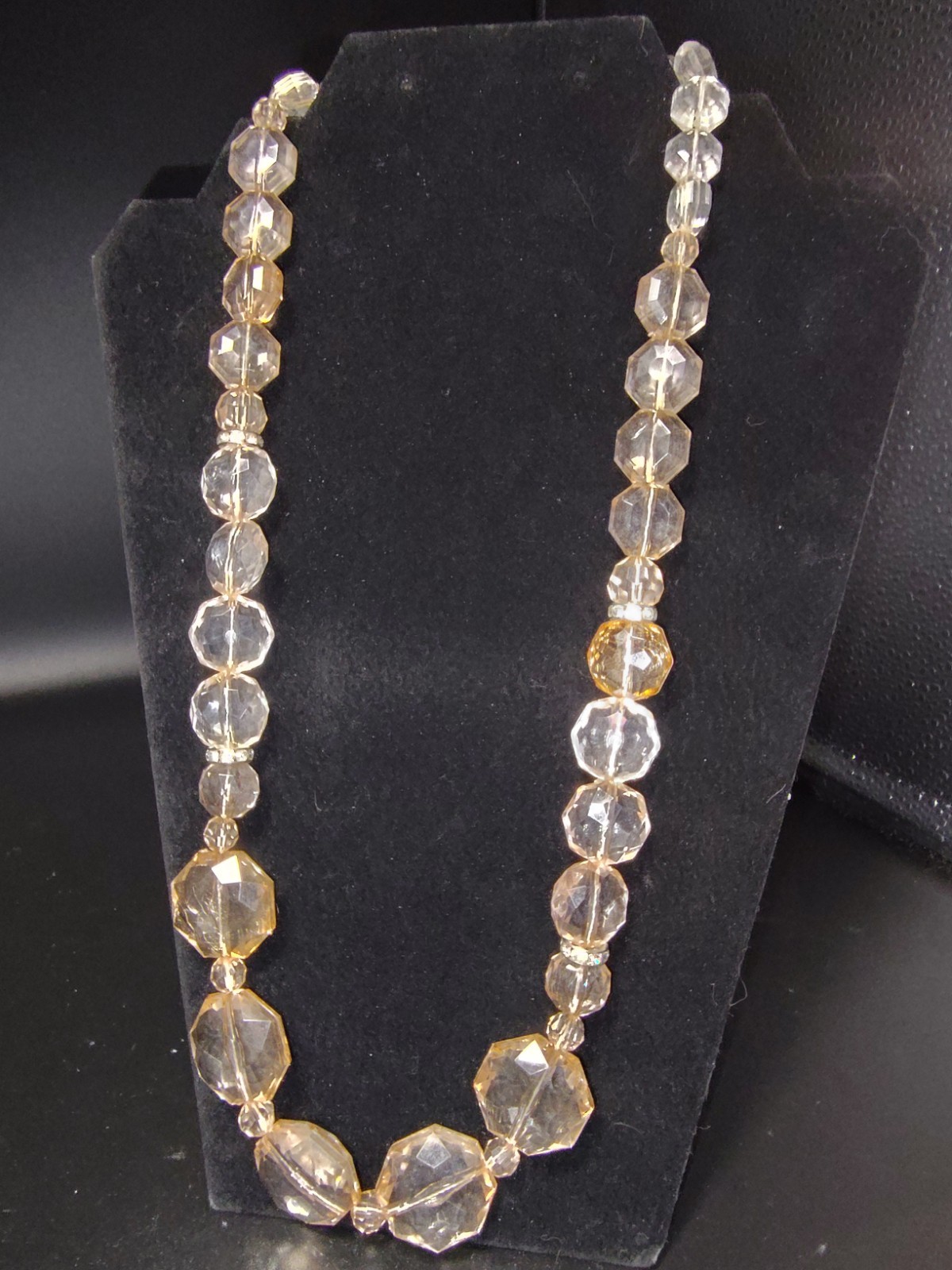 Beautiful Elegant Crystal Necklace 24″ With Crystal Embellishments Signs NY