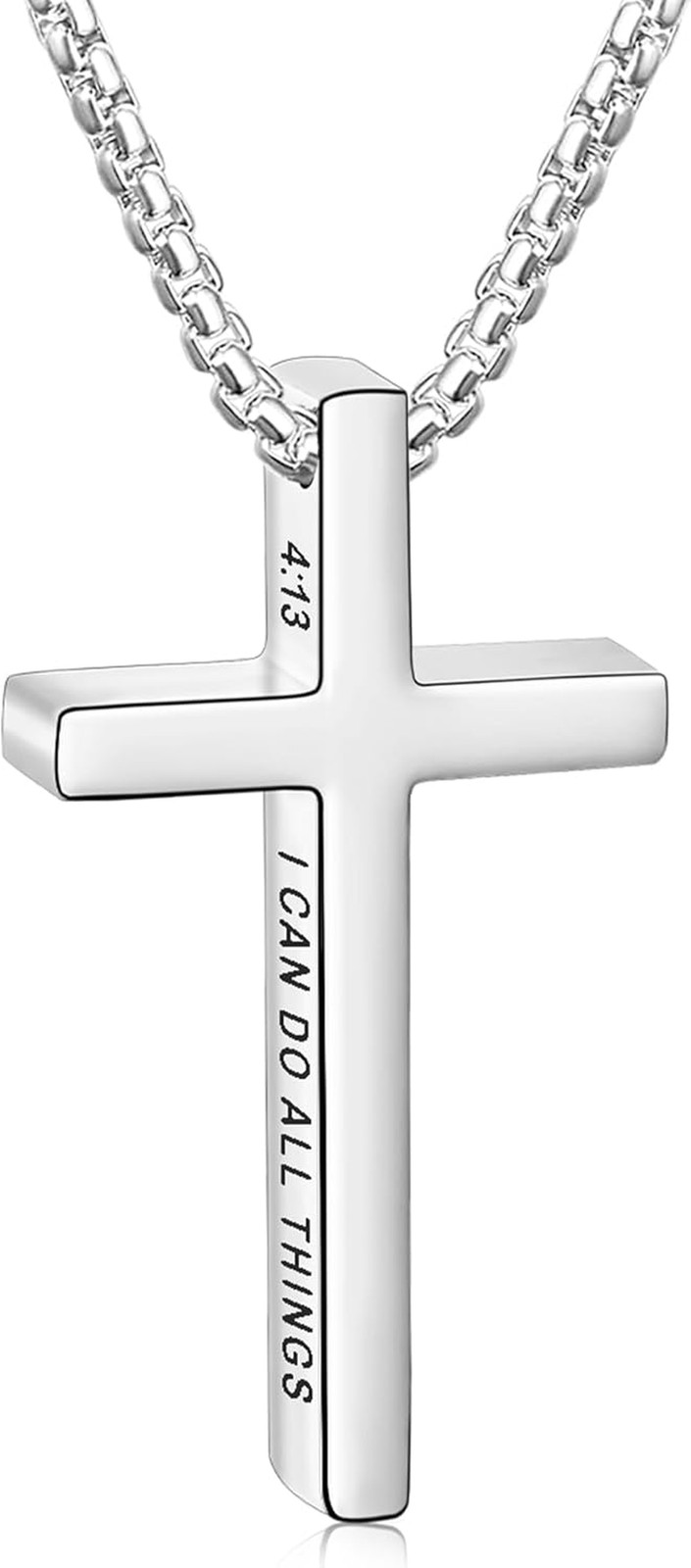 316L Stainless Steel Bible Verse Cross Necklace Religious Jewelry Gifts for Men