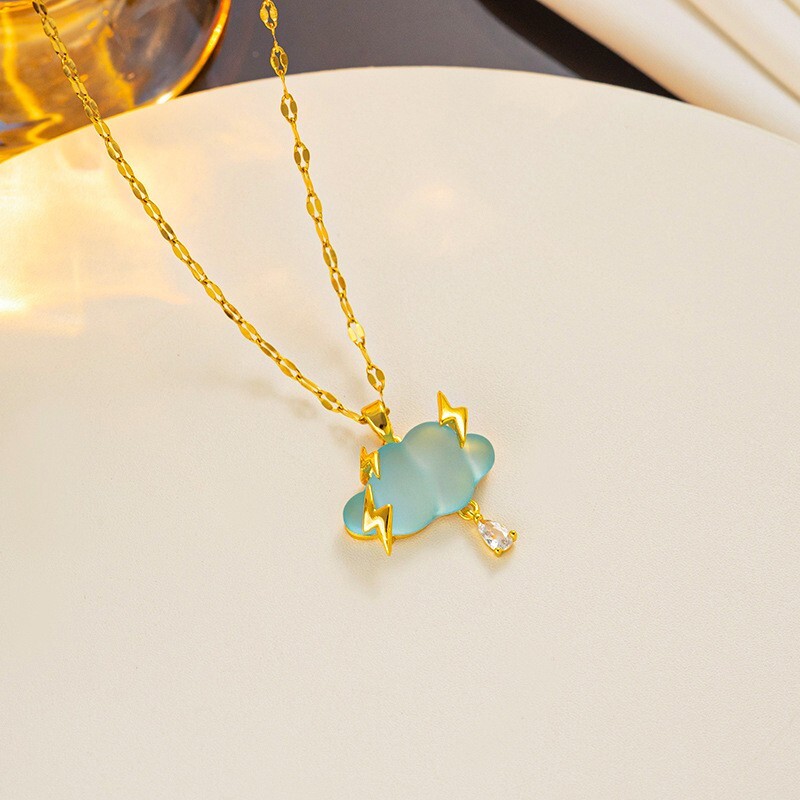 Lightning Cloud necklace, ladies’ pendant, Teardrop necklace, birthday gift