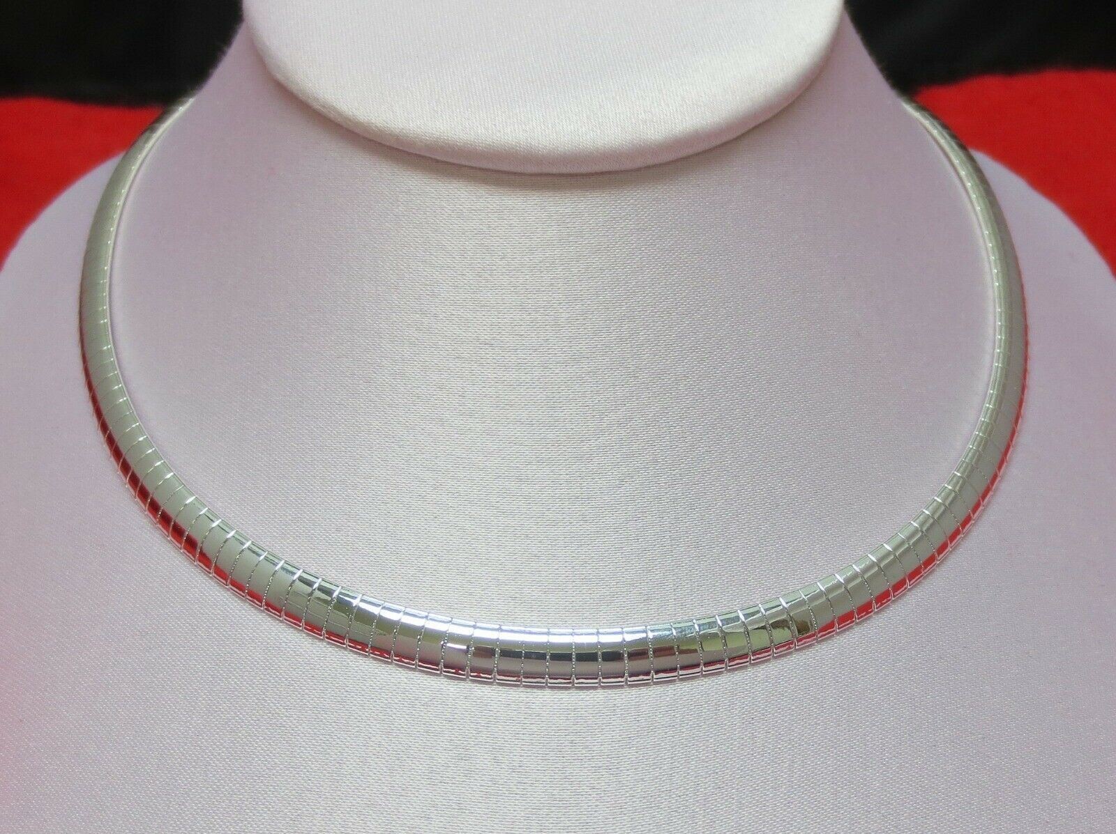 16″ 6MM STERLING SILVER PLATED OMEGA CHAIN NECKLACE