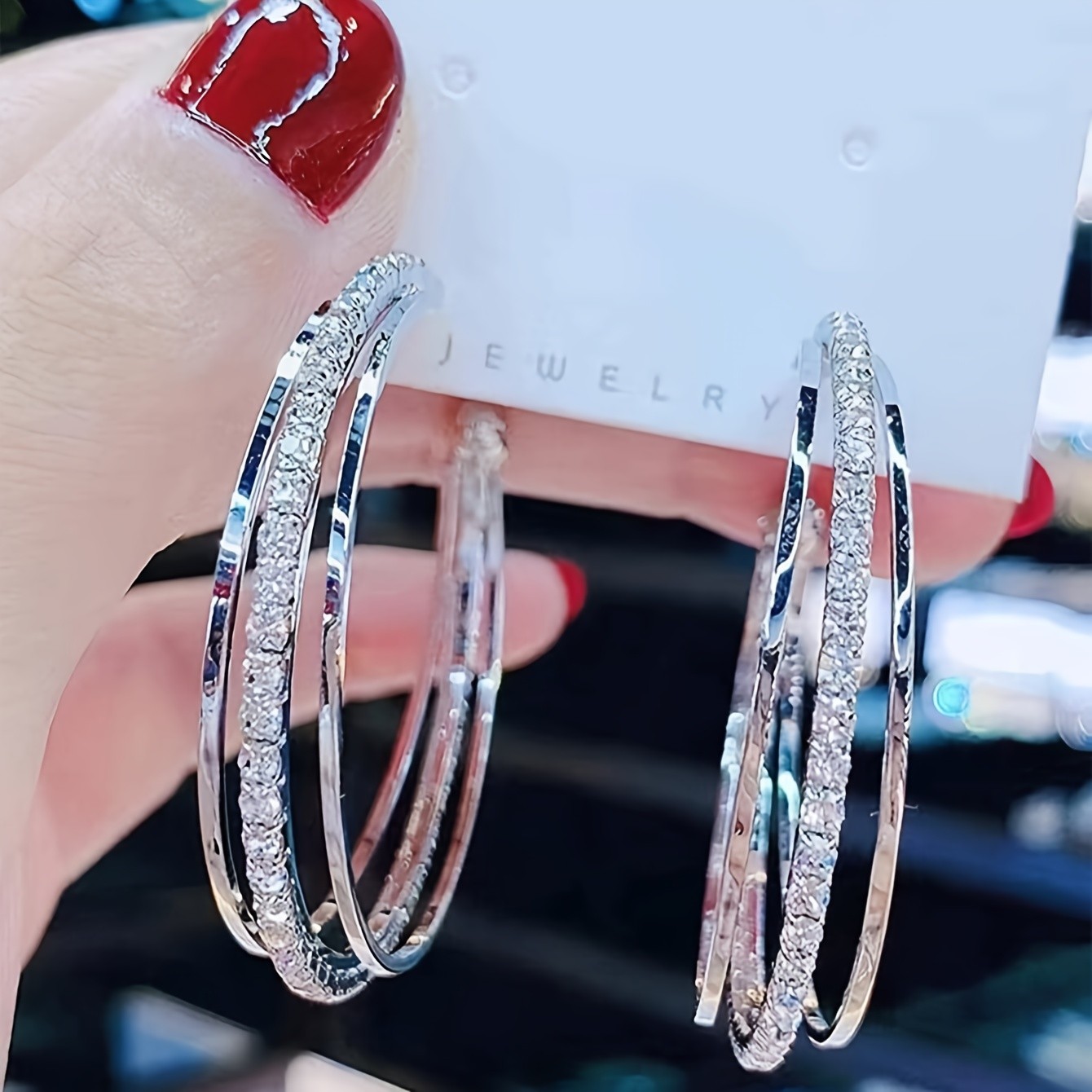 Women’s Layered CZ Hoop Earrings Sparkling Crystal Earrings for Daily Party Wear