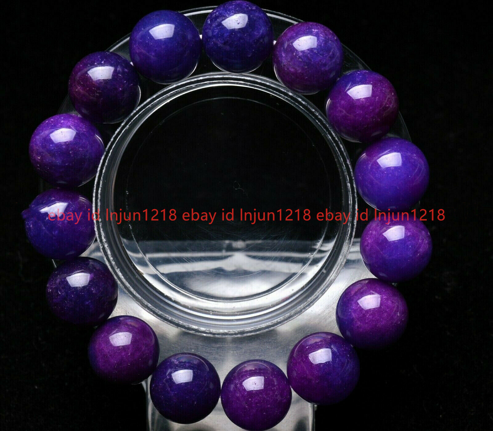 Natural 14mm Purple Sugilite Round Gemstone Beads Stretch Bracelet 7.5″