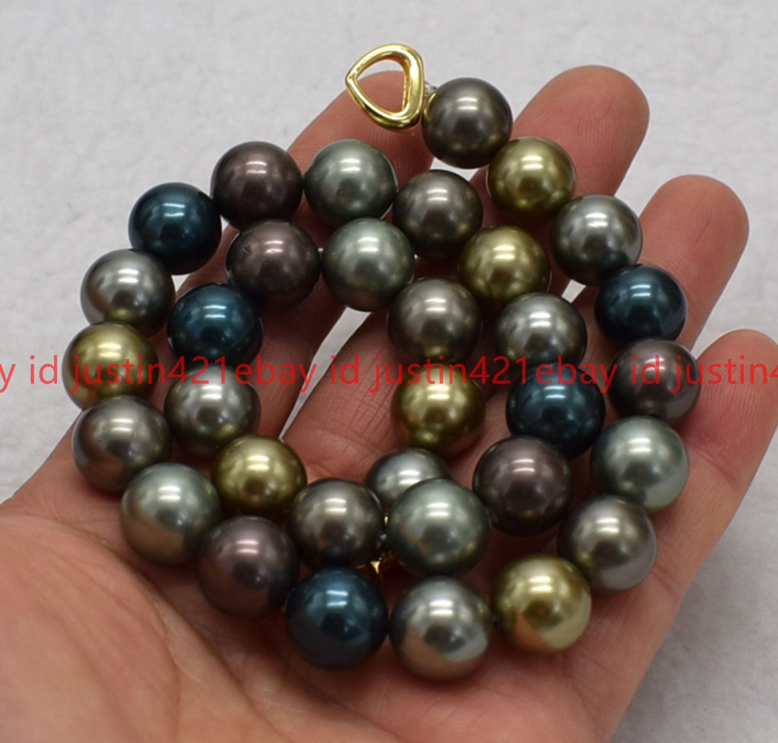 8mm 10mm 12mm 14mm Multicolor Round South Sea Shell Pearl Necklace 18” AAA