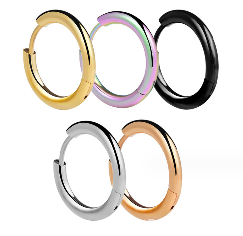 2Pcs Men Women Stainless Steel Huggie Earrings Cartilage Lip Piercing Nose Hoop