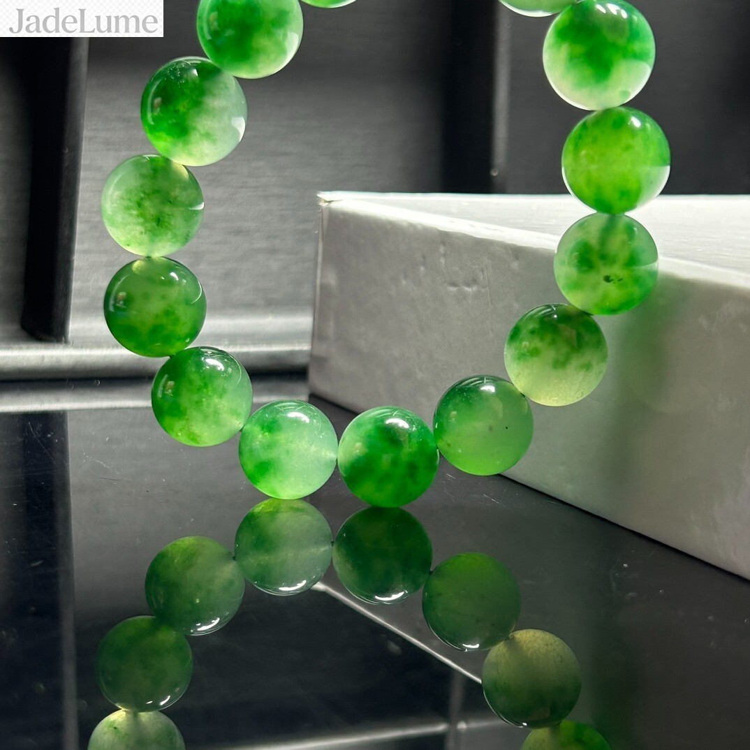 Real Natural Ice Green Burmese Beads Jade jadeite Bracelets Bangle 14MM