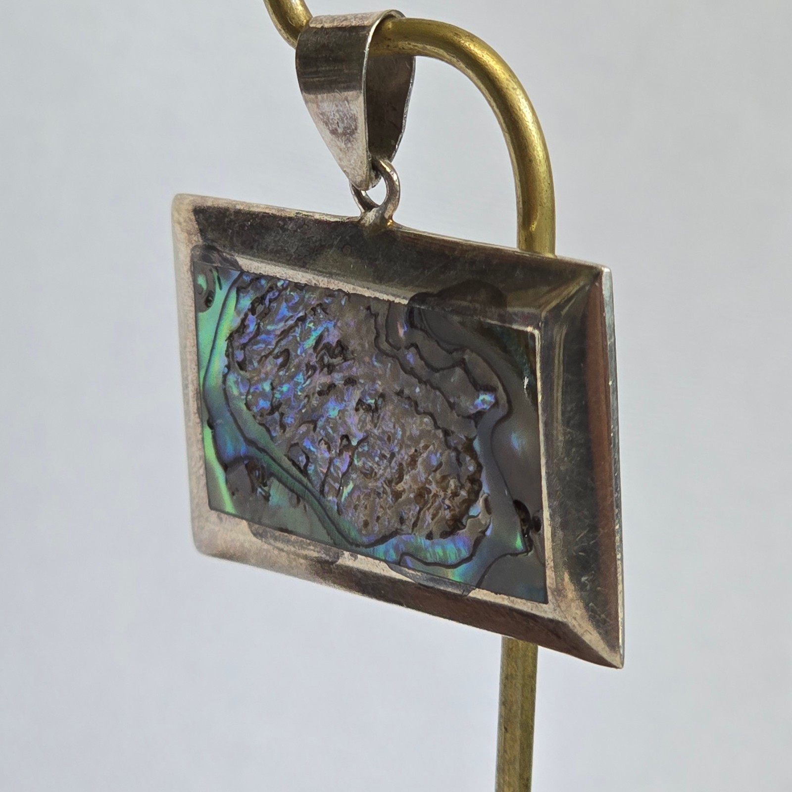 Sterling Silver Pendant 13.1g Fine Jewelry Abalone Look Charm *READ*
