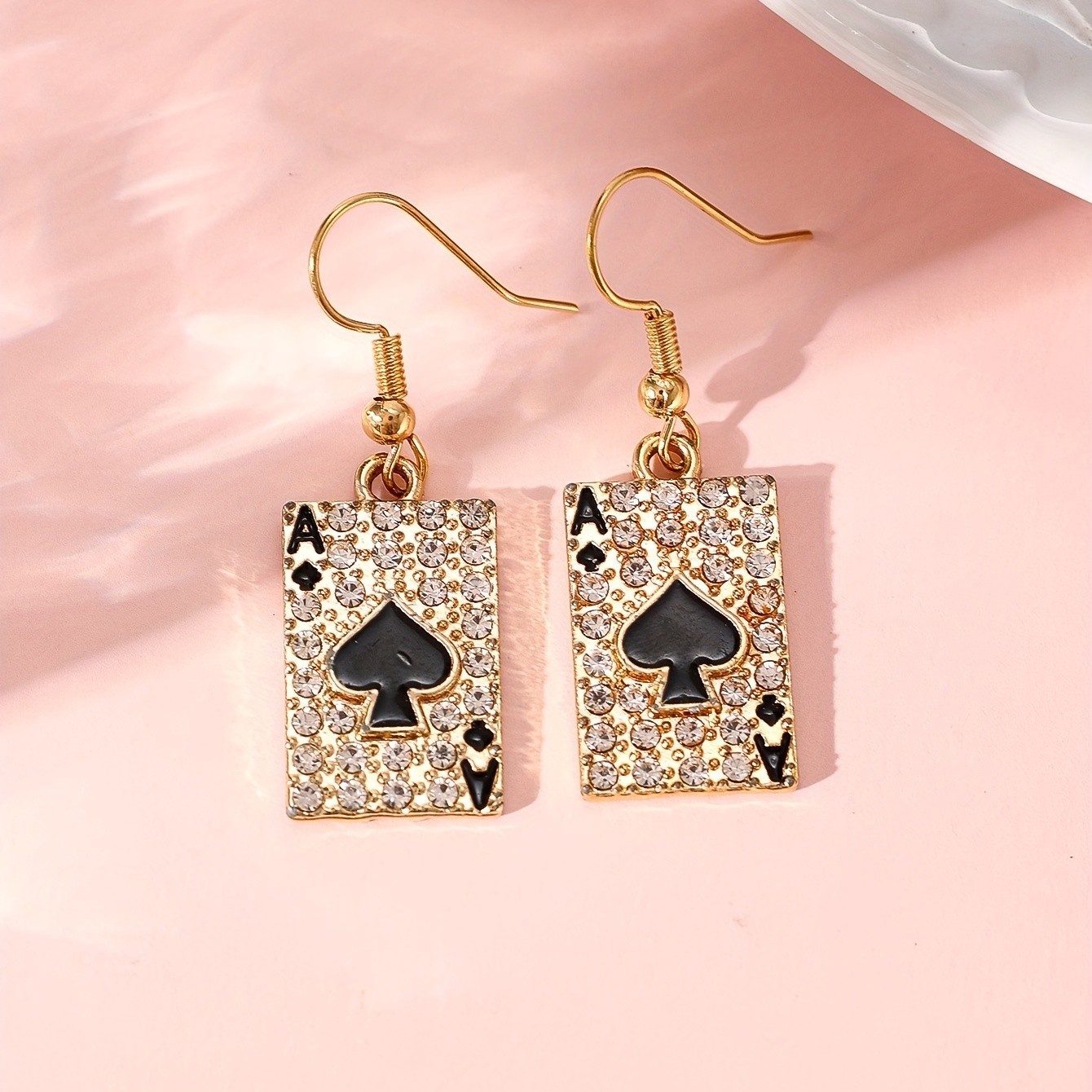 Women’s Ace Spades Drop Earrings Hip Hop Glass Stone Zinc Alloy Party Jewelry