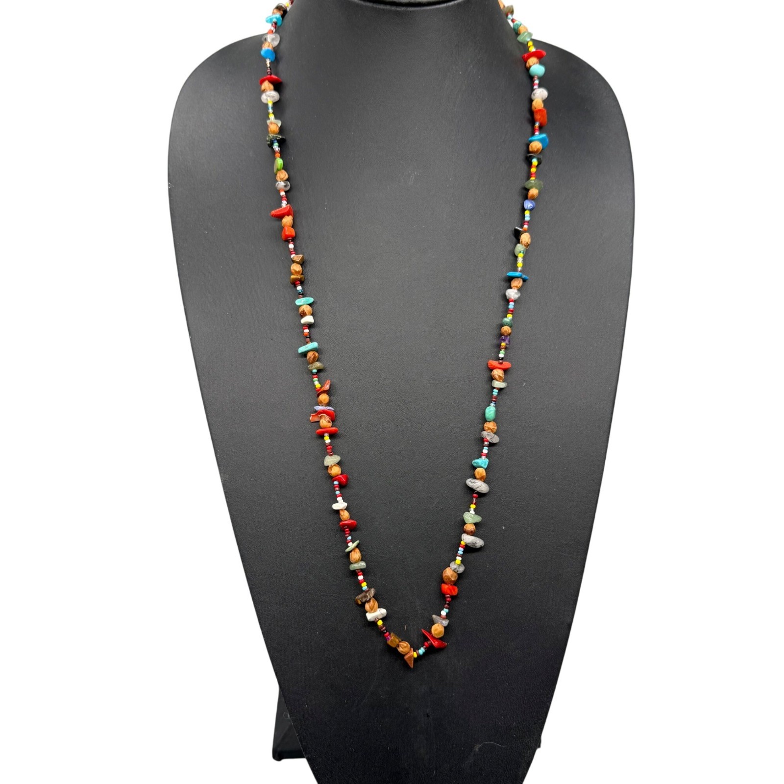 Semi-Precious Gemstones Multicolor Beaded Necklace