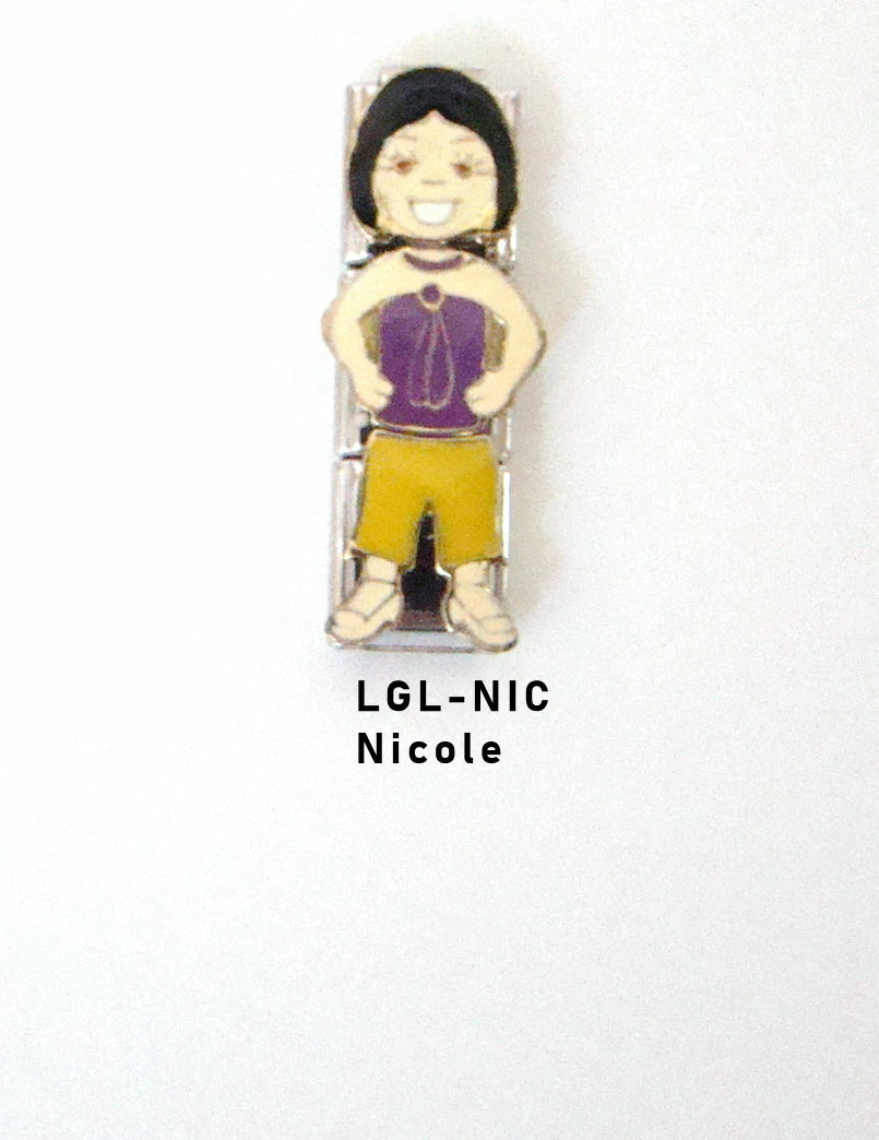 Stainless Steel 9MM Italian Charms 3 Part Charm Girls in Cute Outfits U PIK