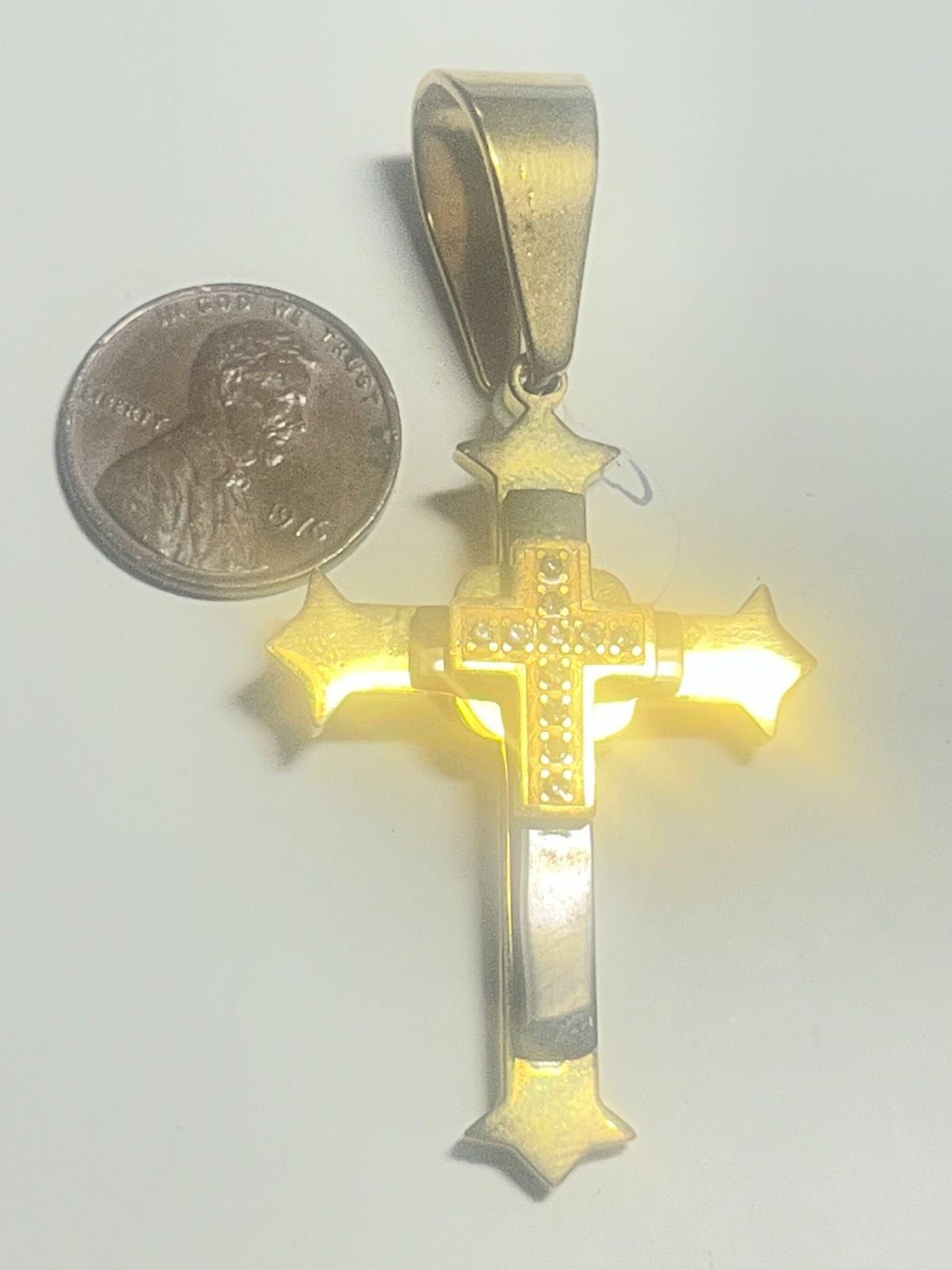 stainless steel cross pendant,gold/black color,45mm x 30