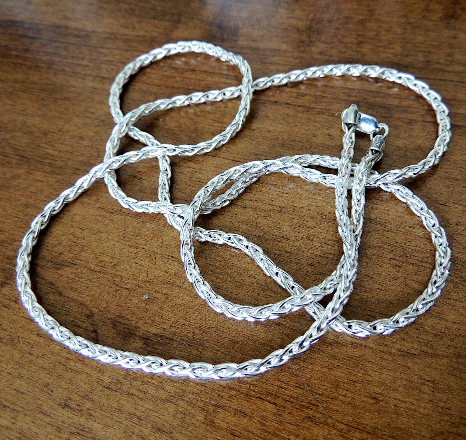 3.0mm Sterling Silver Wheat Spiga Necklace Chain for Pendants (.925)