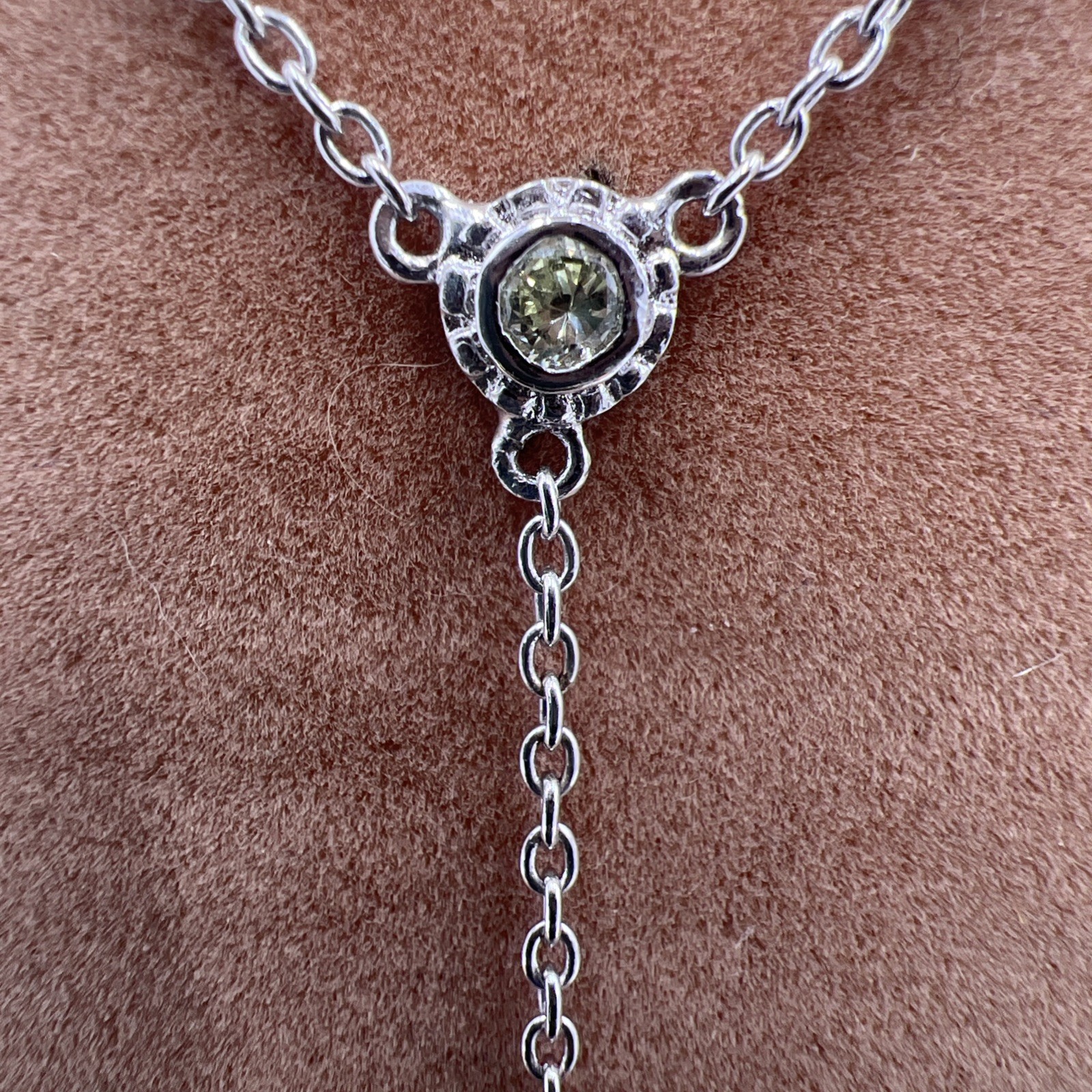 Sparkling CZ Sterling Silver Necklace Citrine Yellow Star Y Drop Necklace 16″