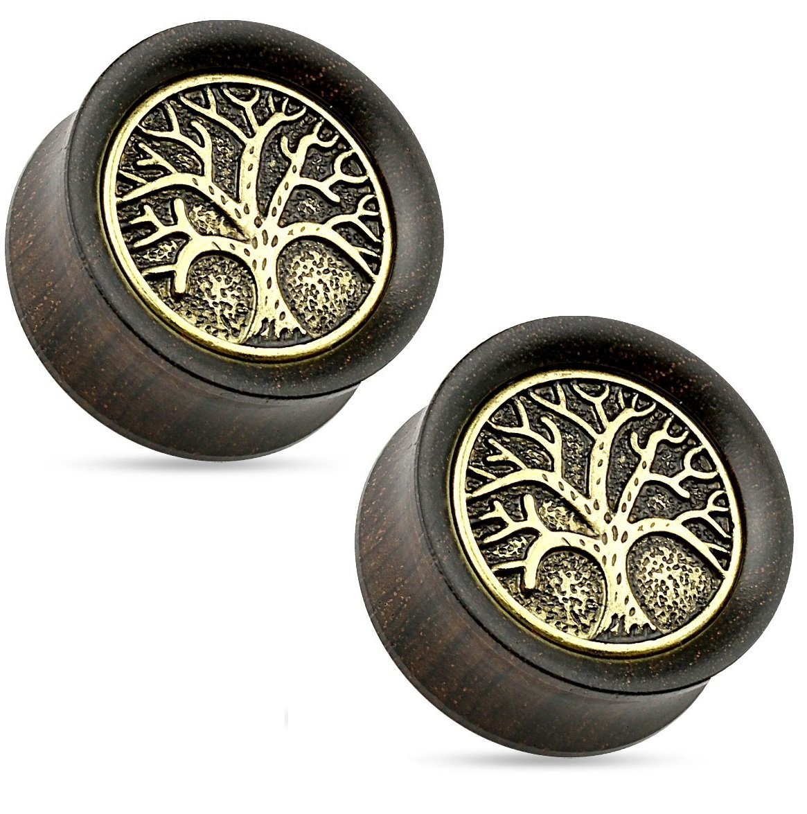 Tree of Life Organic Ebony Wood Saddle Plug Gauges, Sold As Pair (12mm (1/2″))