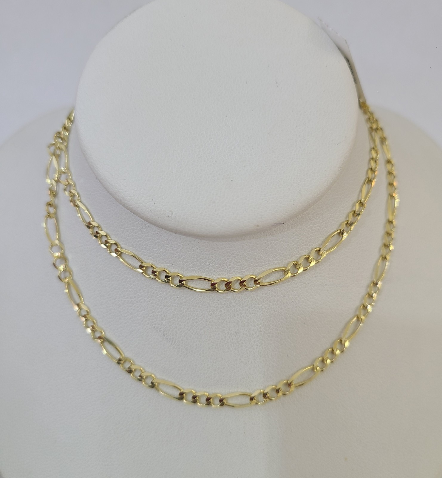 Real 10k Yellow Gold Chain Figaro Link Necklace 3mm Men Women 10kt