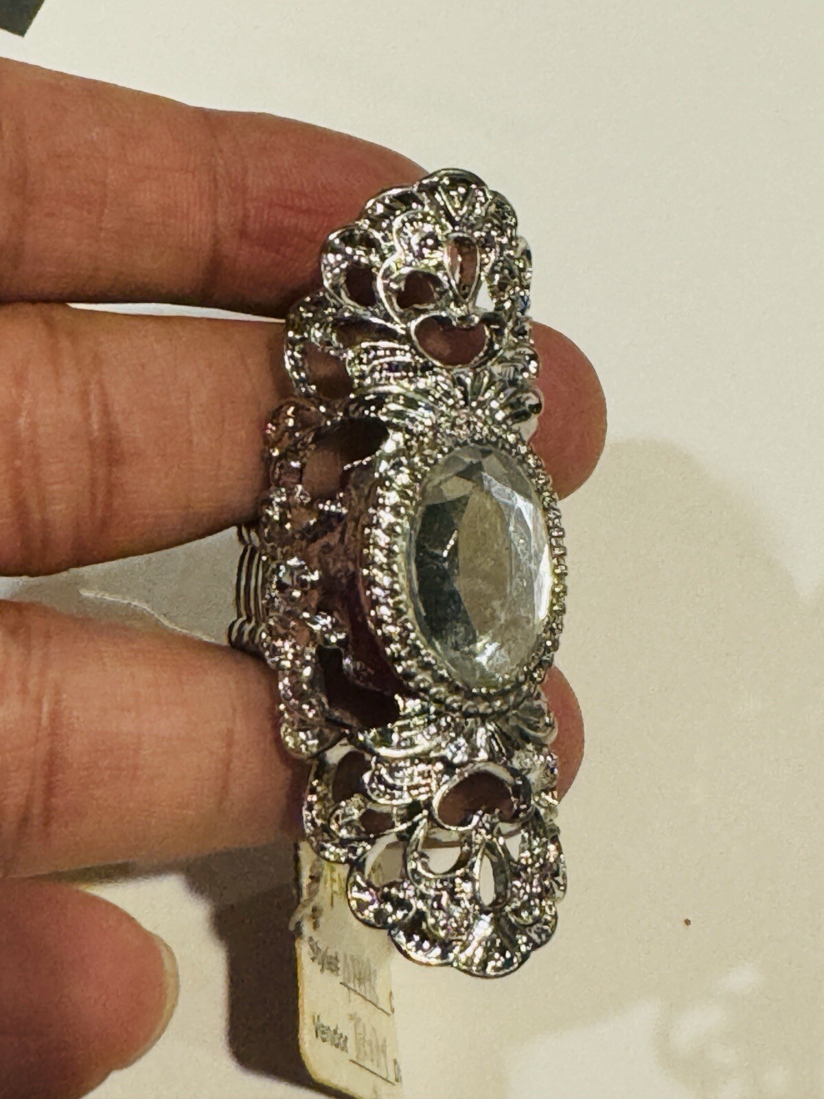 Silver Color Long Ring Stretch Size 8+