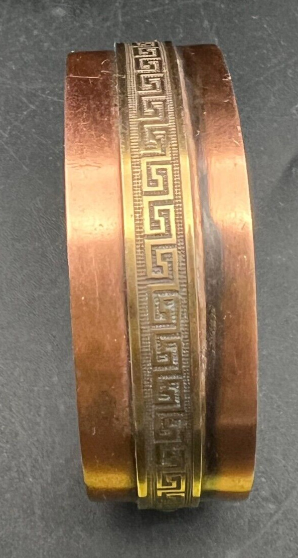 Vintage Greek Key Copper and Brass Bracelet Cuff 30g