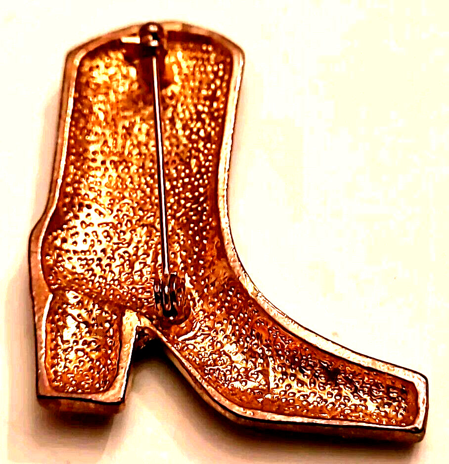 Western Mates Cowgirl Boot Broch Pin Enamel Layered 18K Gold Hand Painted