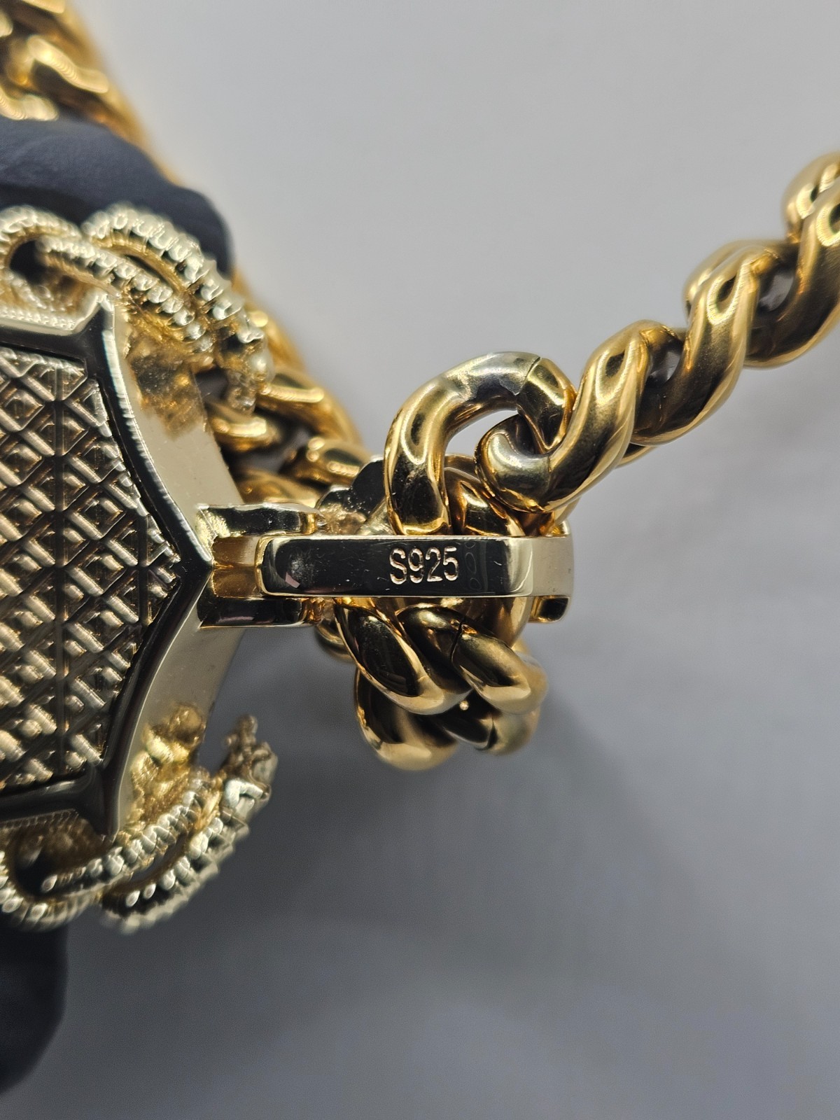 Heavy 925 Sterling Silver Samurai Pendant with 26” Gold-Plated Chain Set