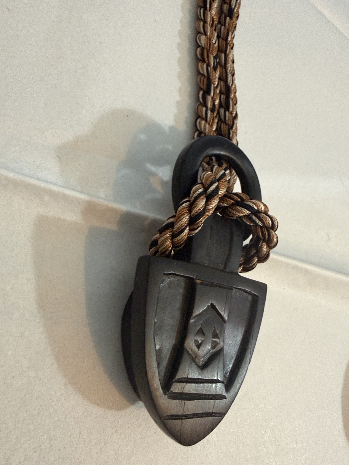 Dominique Aurientis Exotic Wood Rope Pendant Necklace