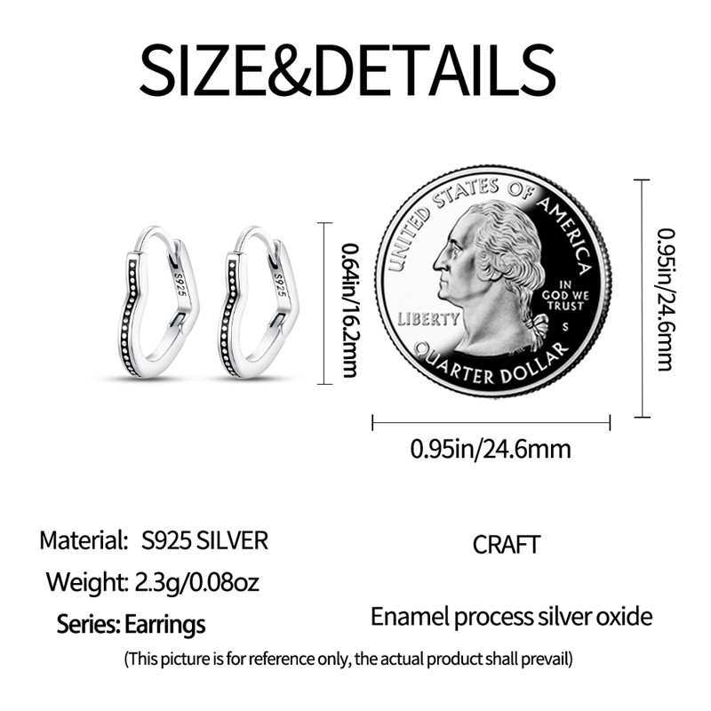 PANDACH 925 Sterling Silver Tiny Heart Shaped Hoop Earrings For Women Jewelry