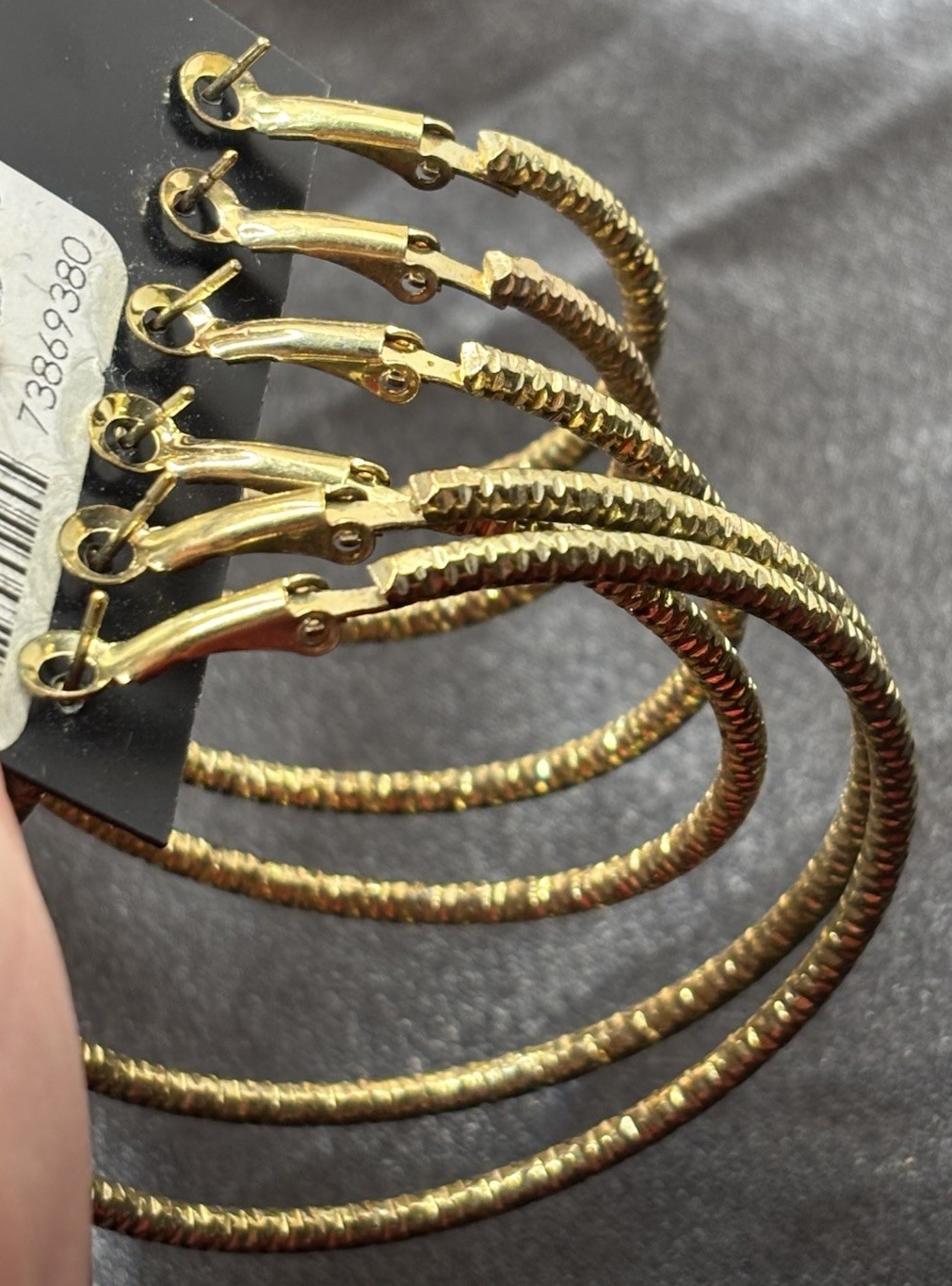 Hoop Earrings Lot Gold Tone Twisted Textured 8 Pair