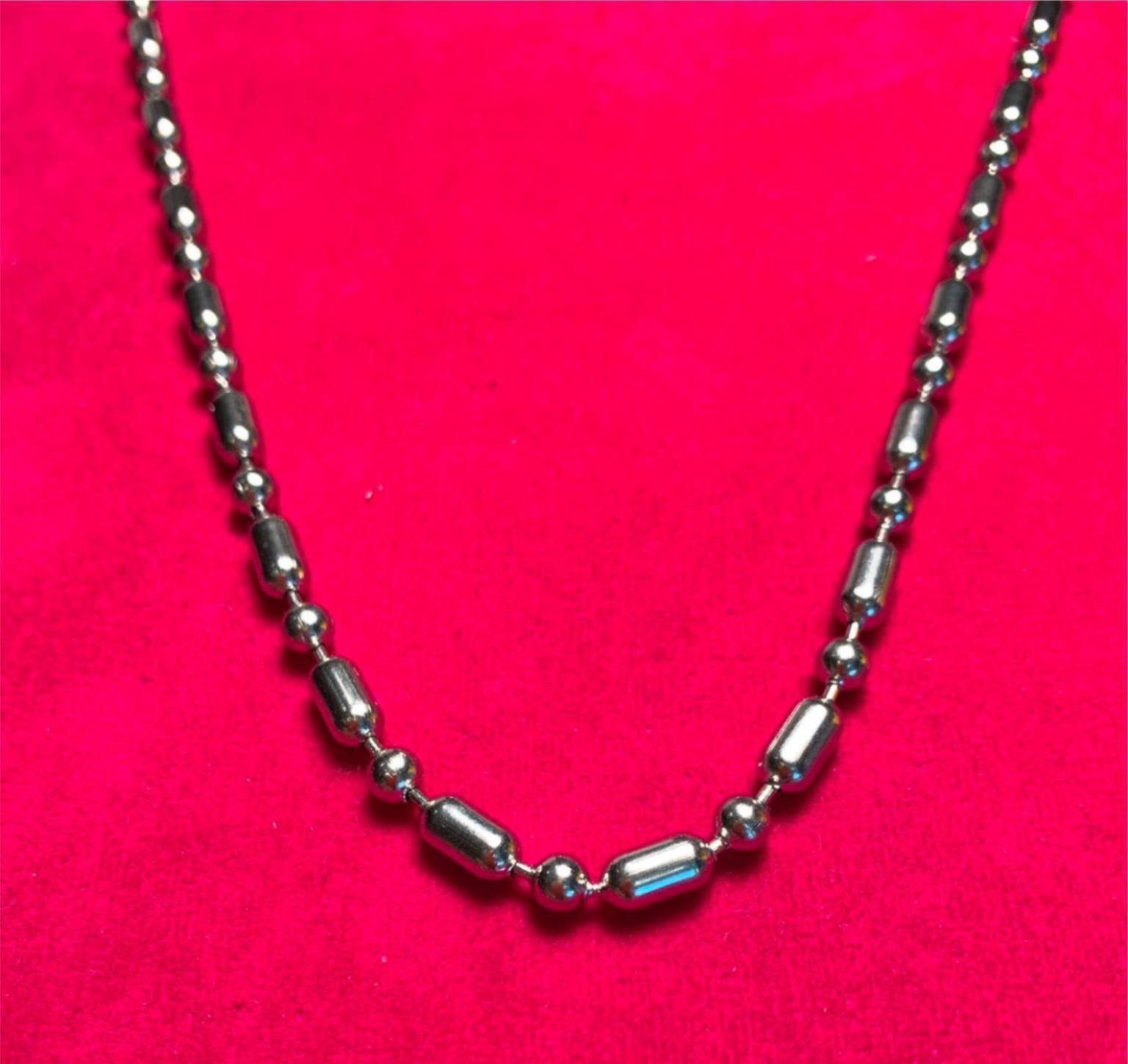 48″ 4.5mm STAINLESS STEEL SILVER BALL & OVAL CHAIN WITH LOBSTER CLAW CLASP